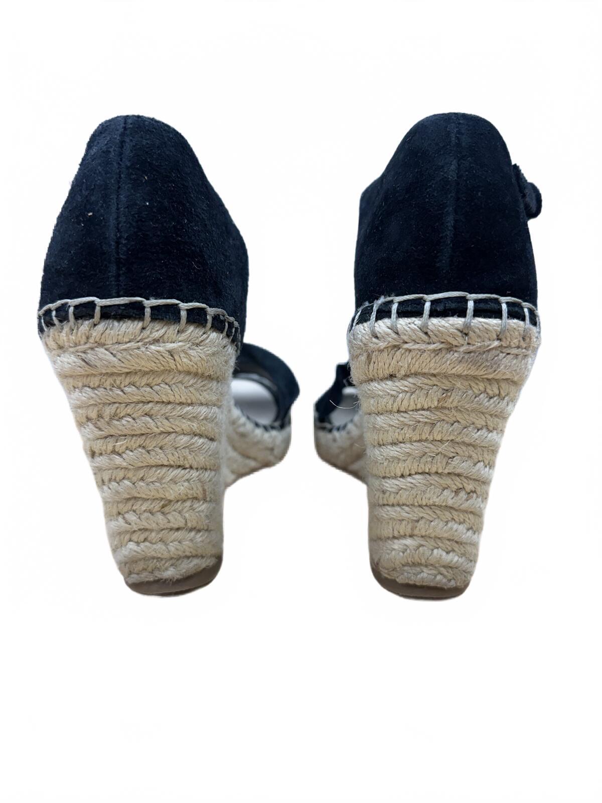 Marc Fisher Black Espadrille Wedge Ankle Strap Sandals Y2K Fairycore Summer
