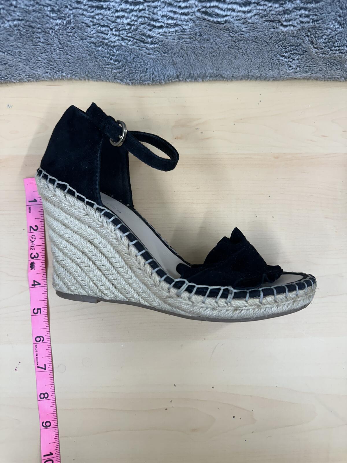 Marc Fisher Black Espadrille Wedge Ankle Strap Sandals Y2K Fairycore Summer