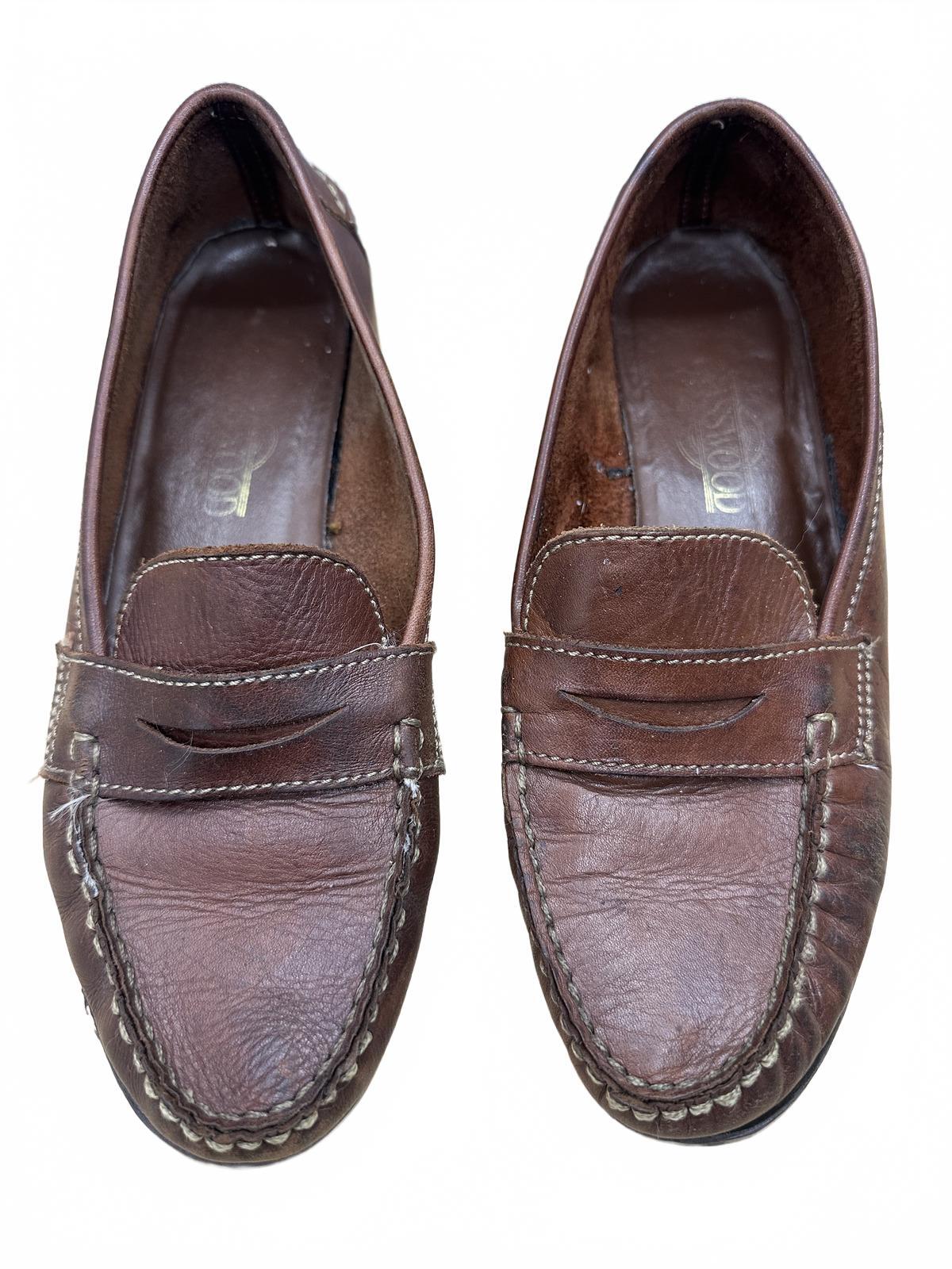 Basswood Brown Leather Loafers Classic Vintage Style Slip On Shoes