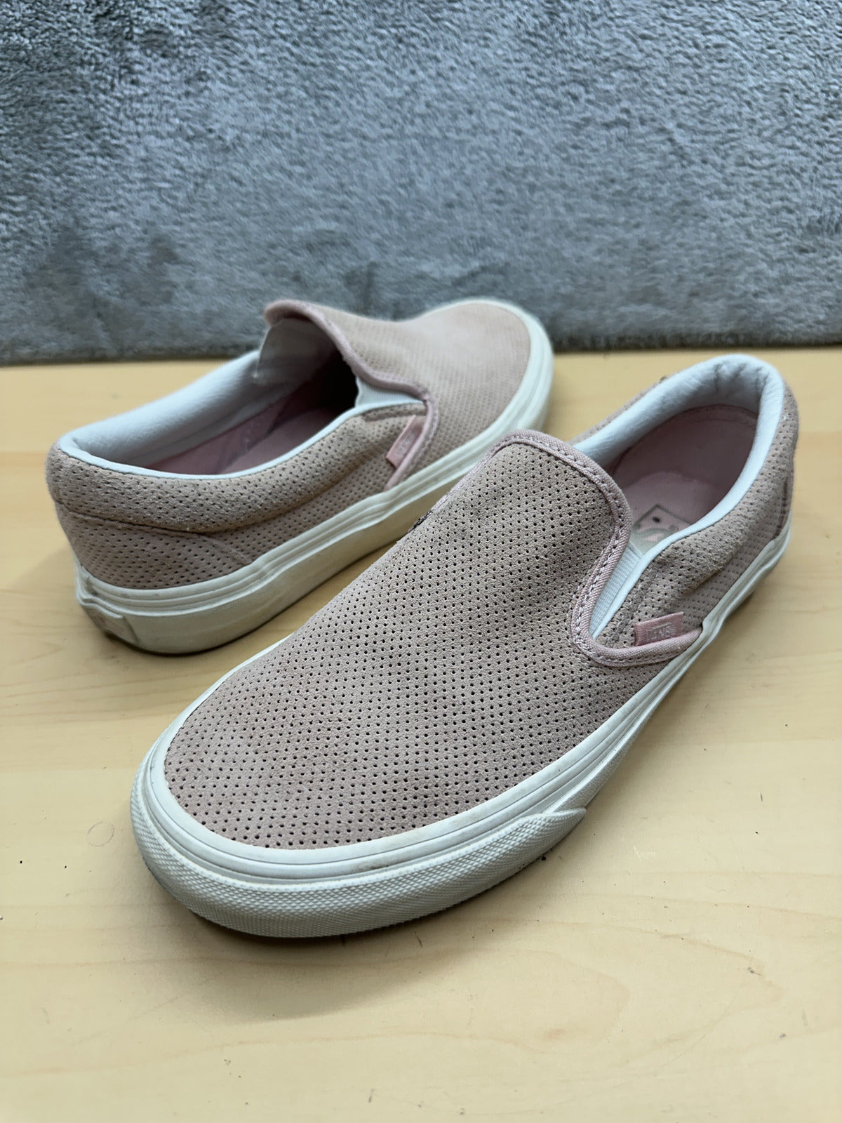 VANS Classic Slip On Sneakers Soft Pink Perforated Suede