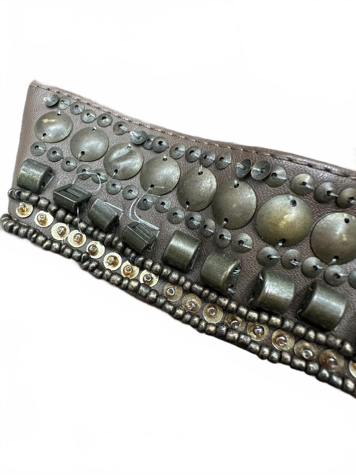 Blowfish Brown Embellished Slide Sandals Bohemian Beaded Studded Flat
