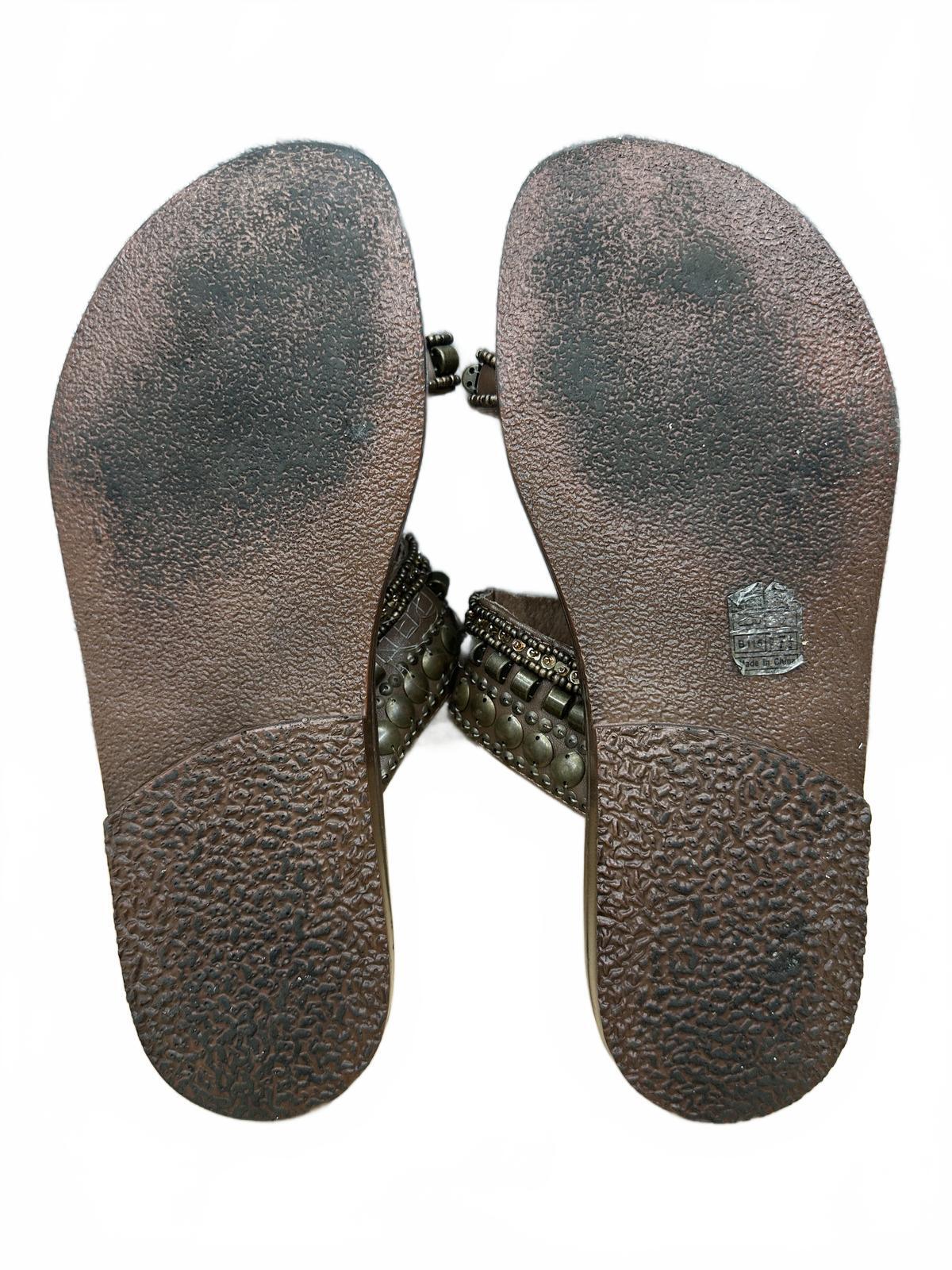Blowfish Brown Embellished Slide Sandals Bohemian Beaded Studded Flat