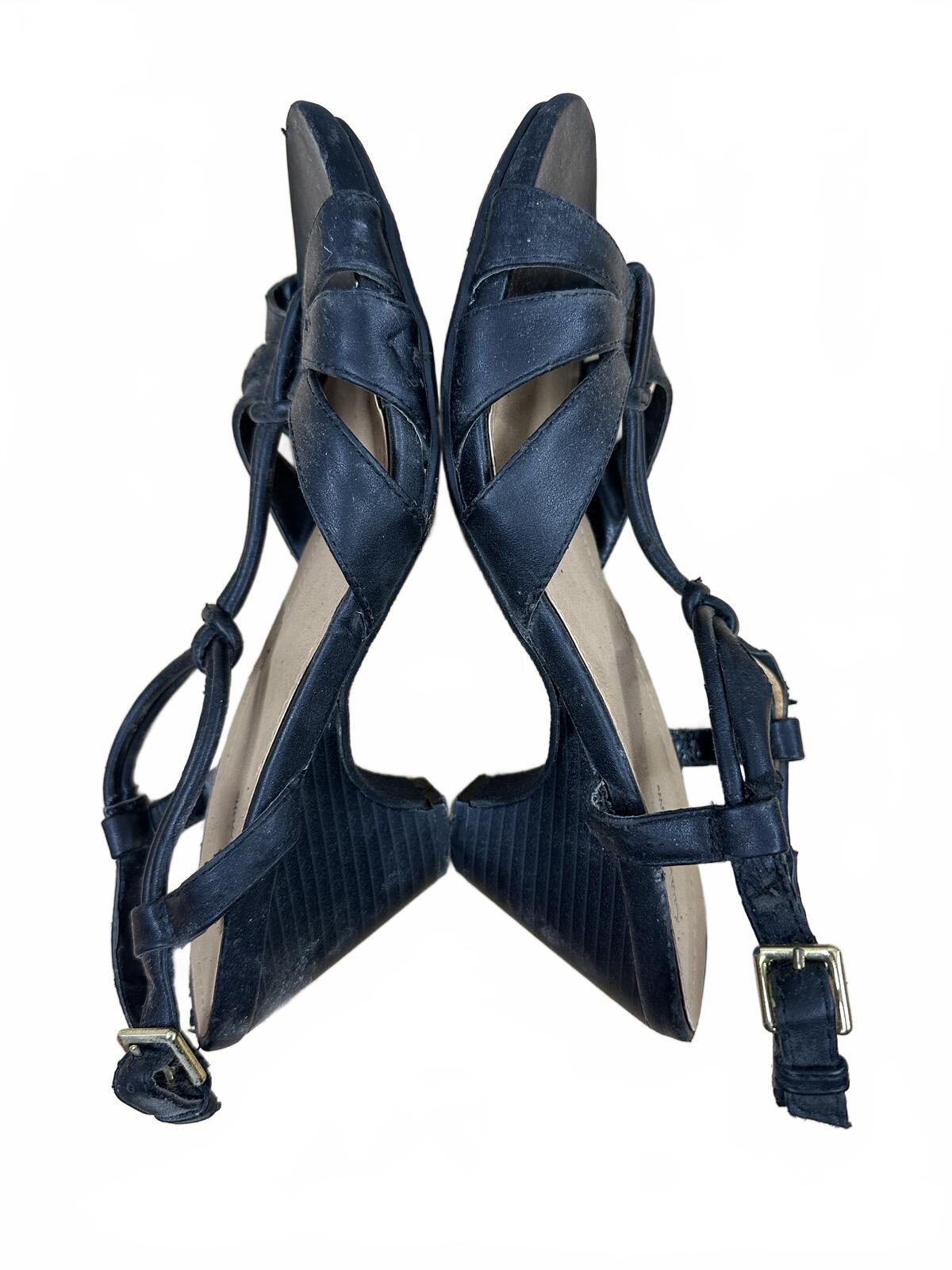 Croft & Barrow Black Strappy Slingback Heels Y2K Style Mid Heel Open Toe