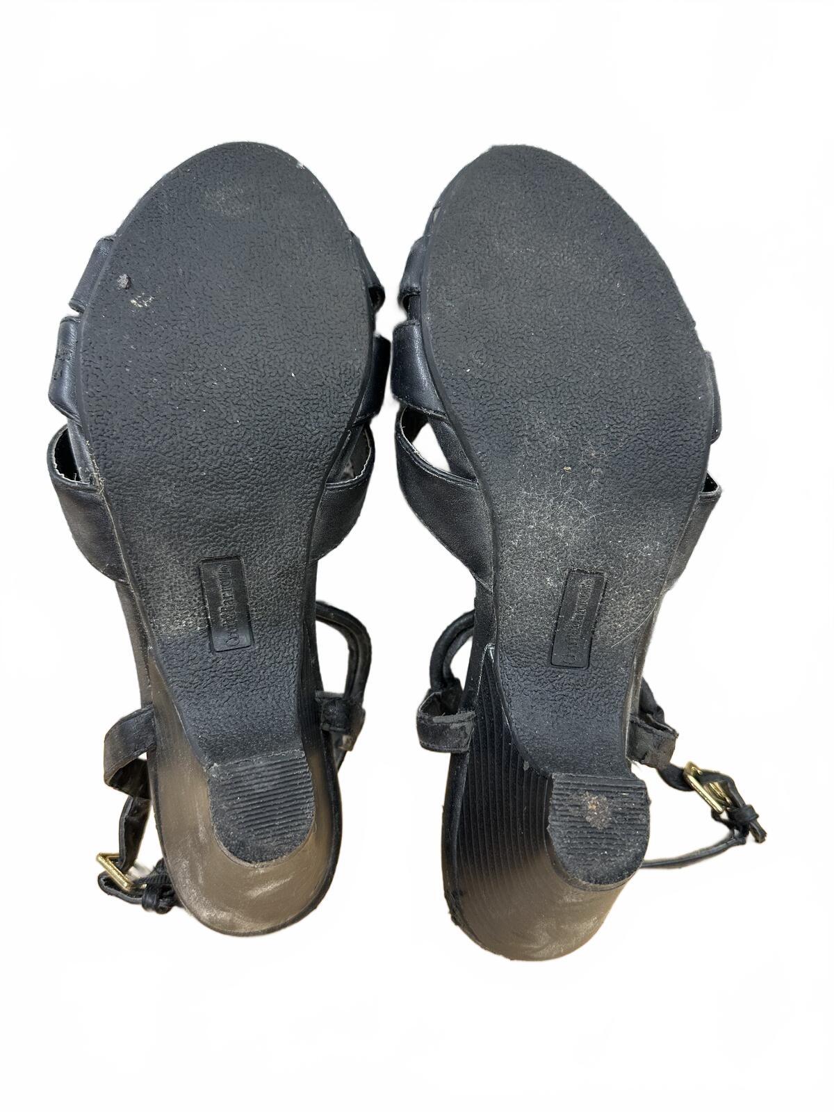 Croft & Barrow Black Strappy Slingback Heels Y2K Style Mid Heel Open Toe