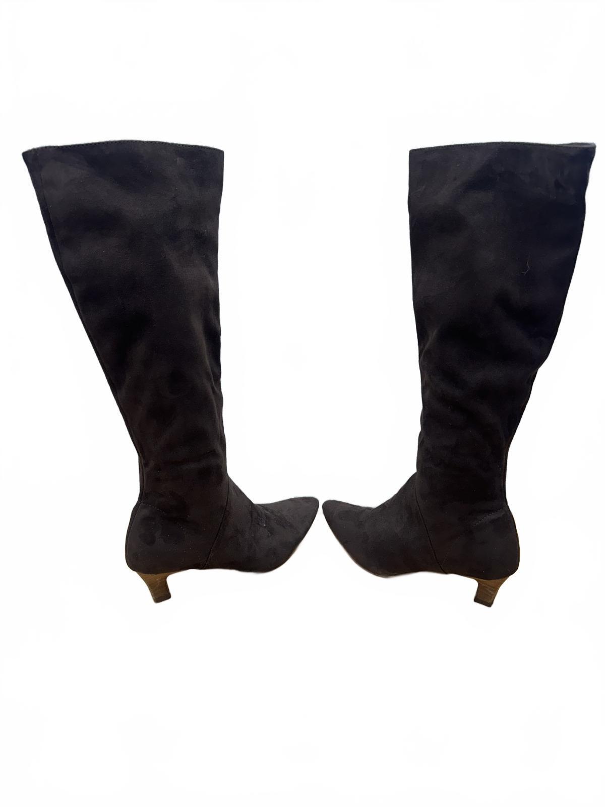 Dark Brown Suede Knee High Boots Vintage Chic Style