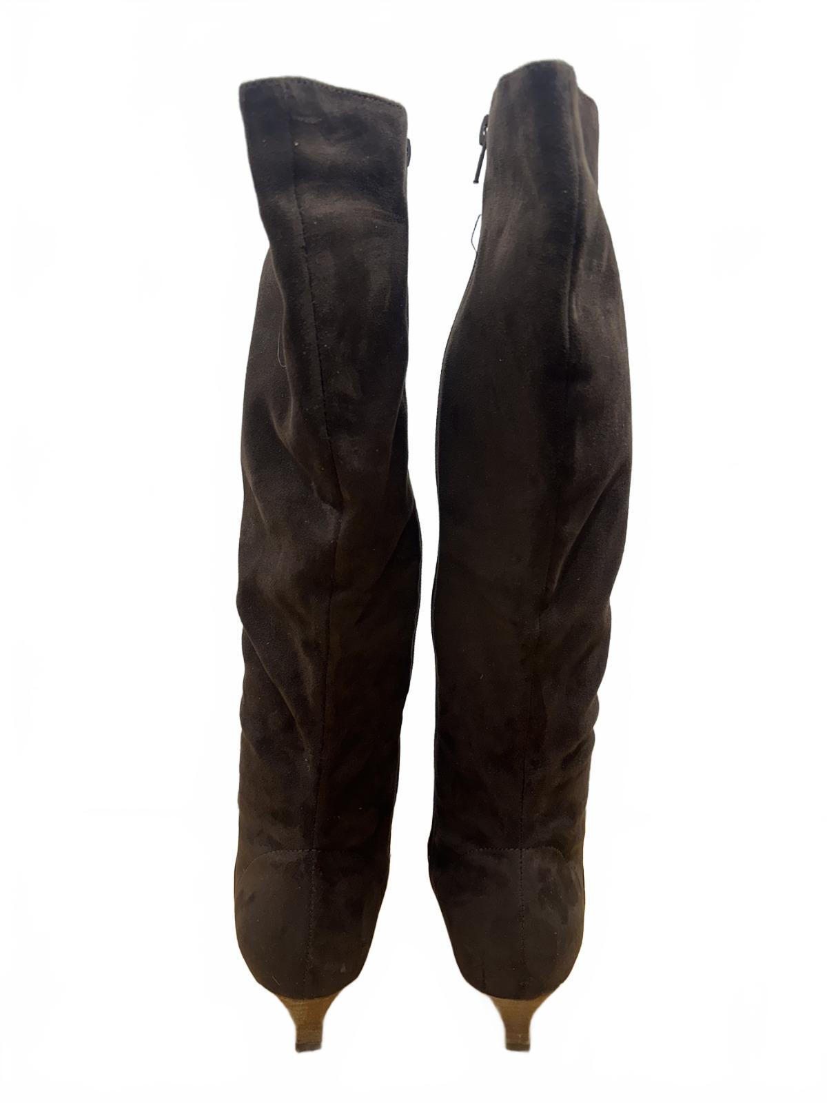 Dark Brown Suede Knee High Boots Vintage Chic Style