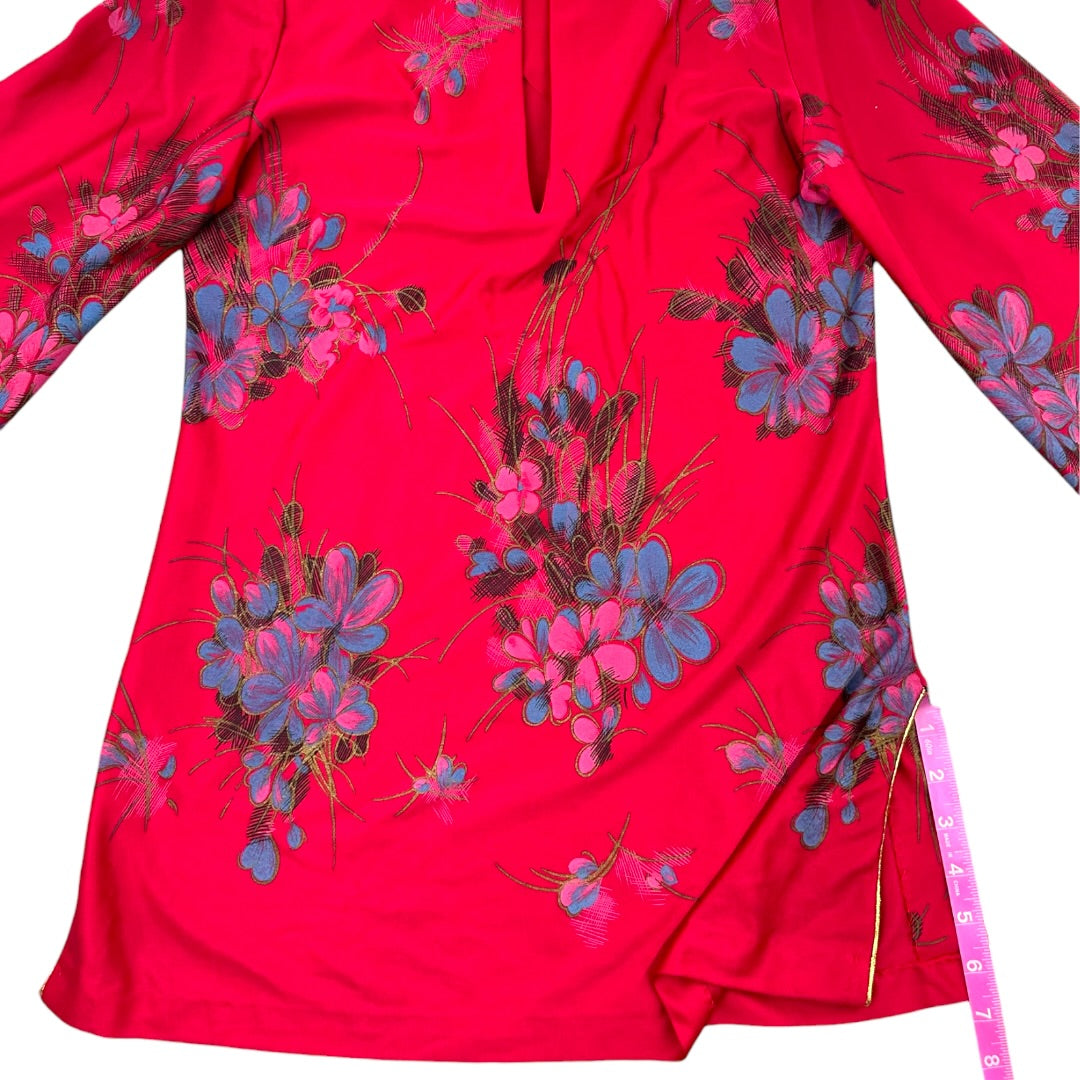 Vintage TV Loungers Floral Mandarin Collar Blouse