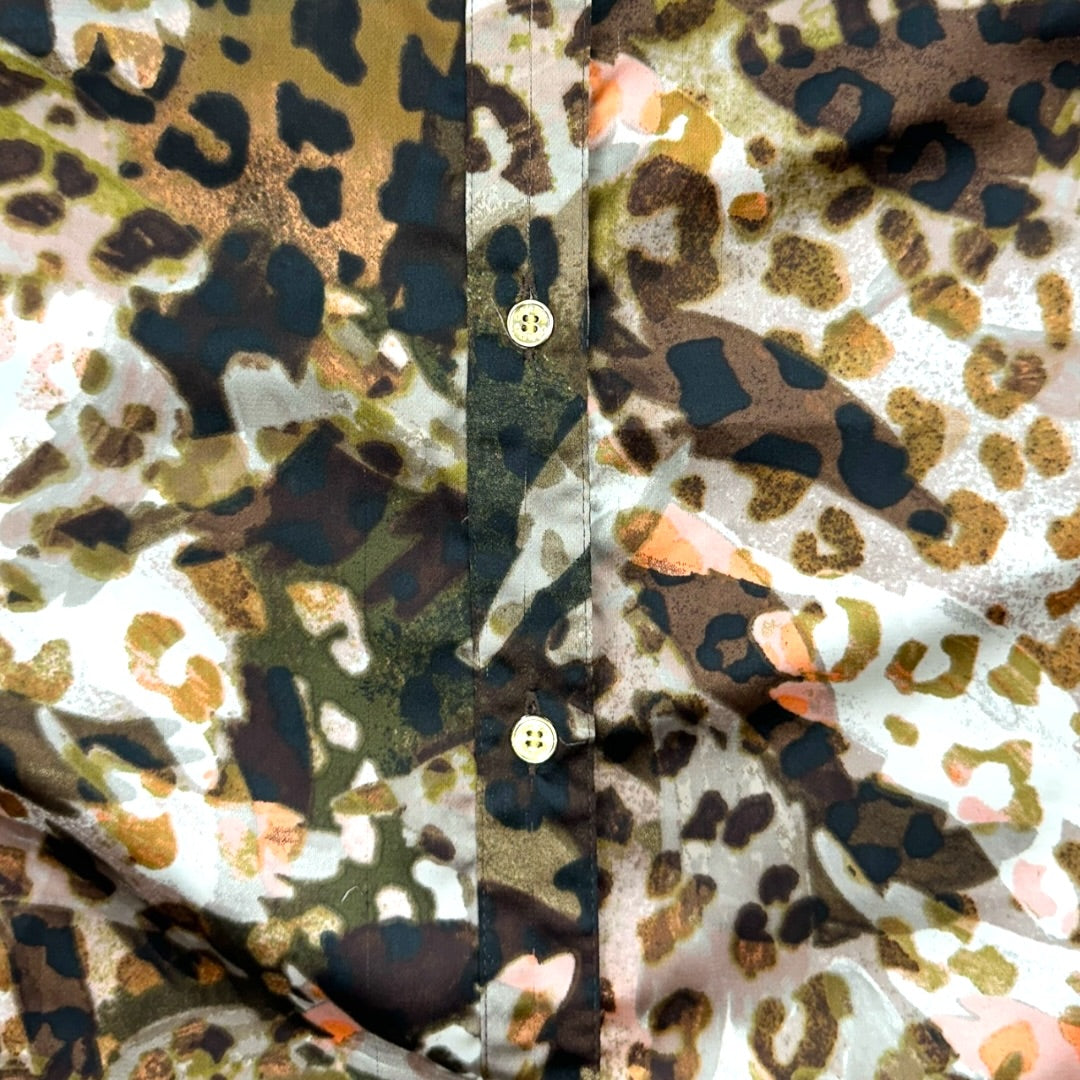 Calvin Klein Leopard Print Long Sleeve Button Down Shirt