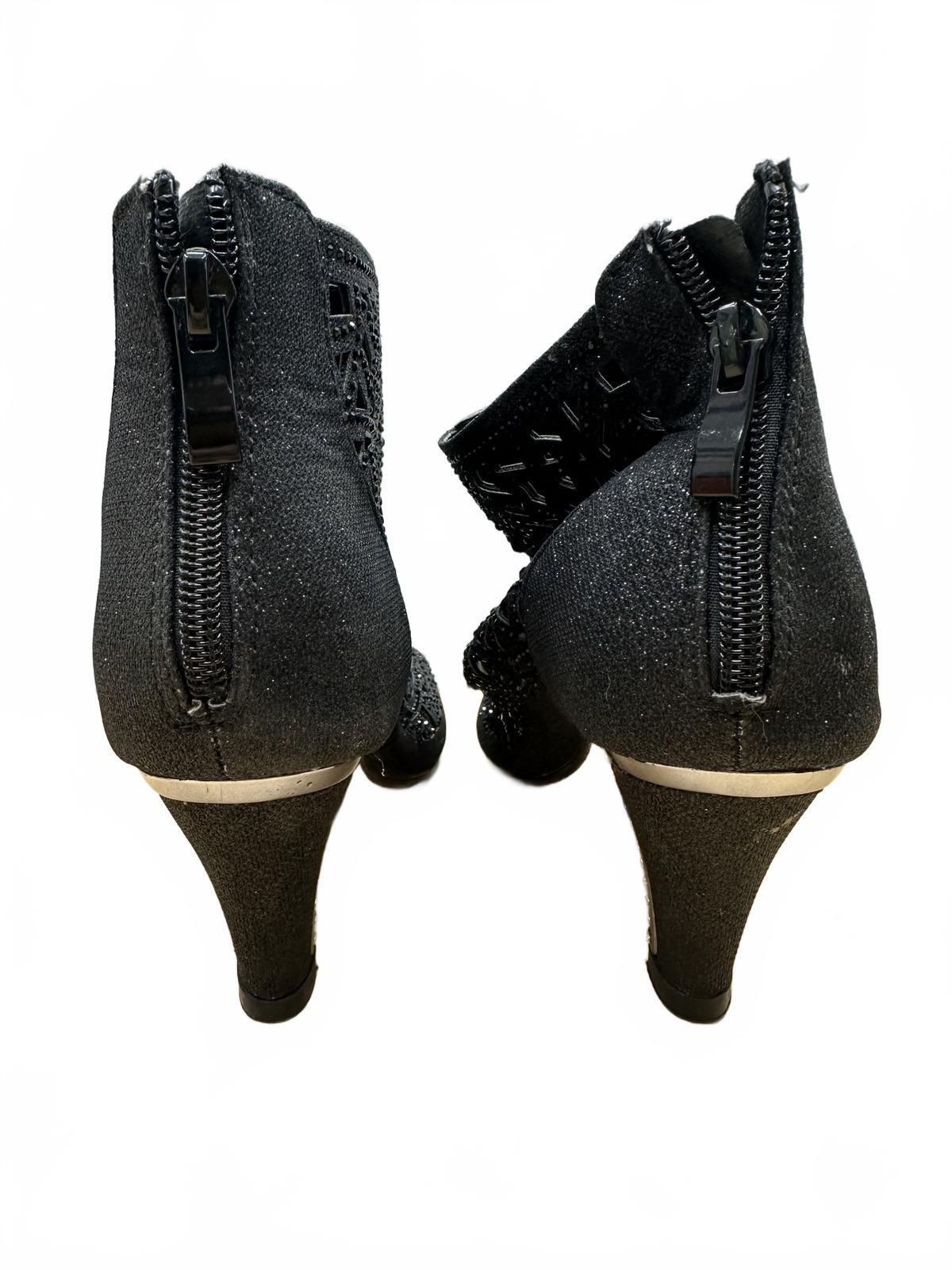 Valenti Franco Black Cutout Peep Toe Heeled Booties