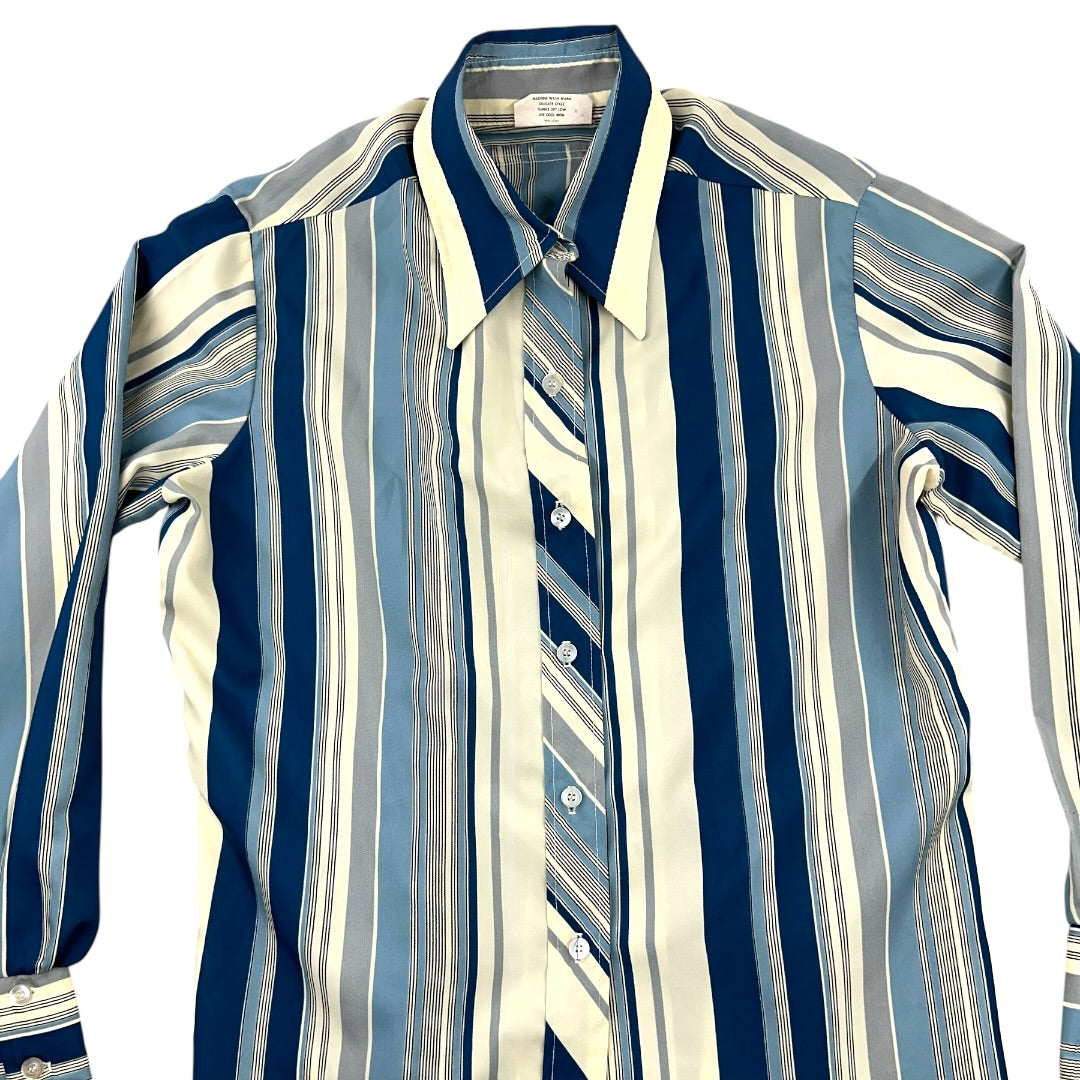 Vintage Terry Striped Button Down Shirt