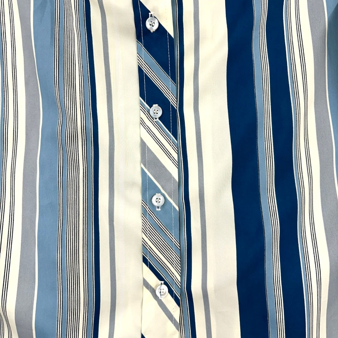Vintage Terry Striped Button Down Shirt