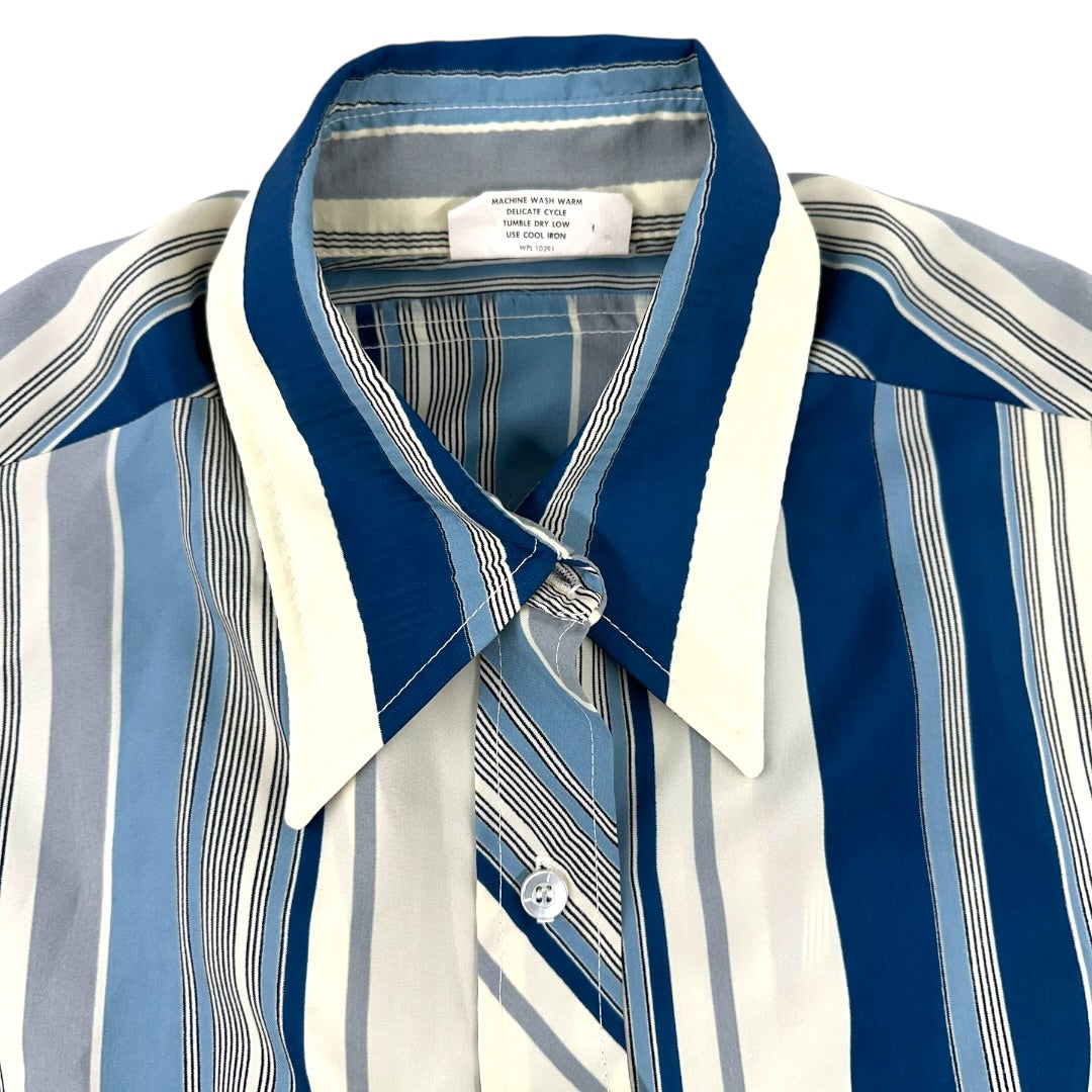 Vintage Terry Striped Button Down Shirt