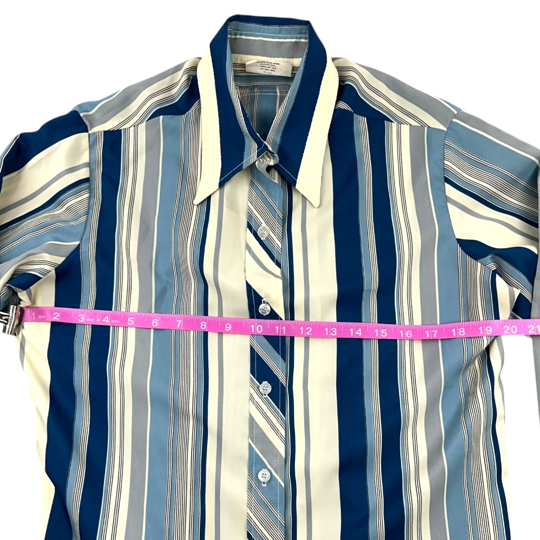 Vintage Terry Striped Button Down Shirt