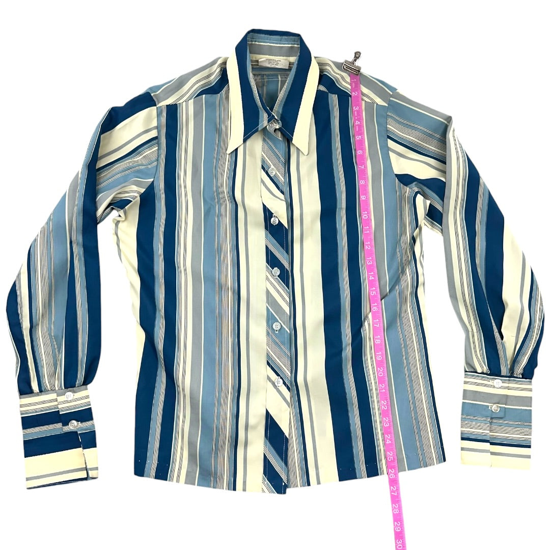 Vintage Terry Striped Button Down Shirt