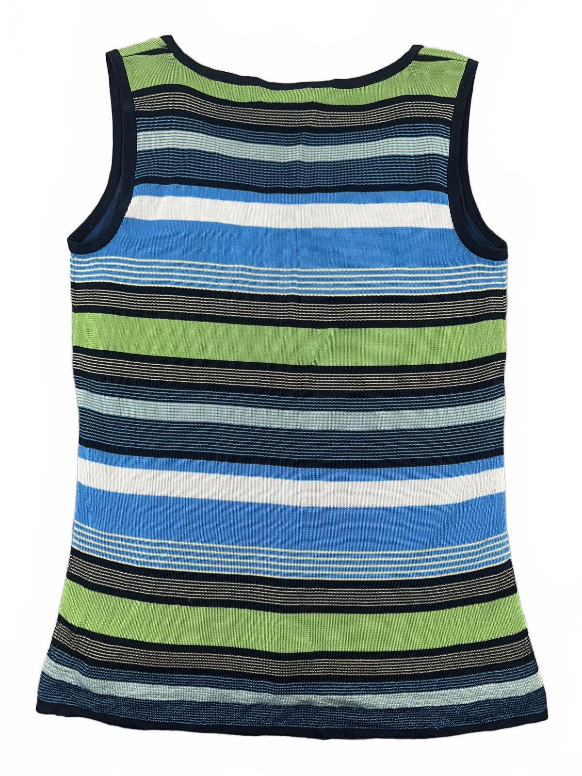 Charter Club Striped Knit Tank Top Blue Green Casual Summer