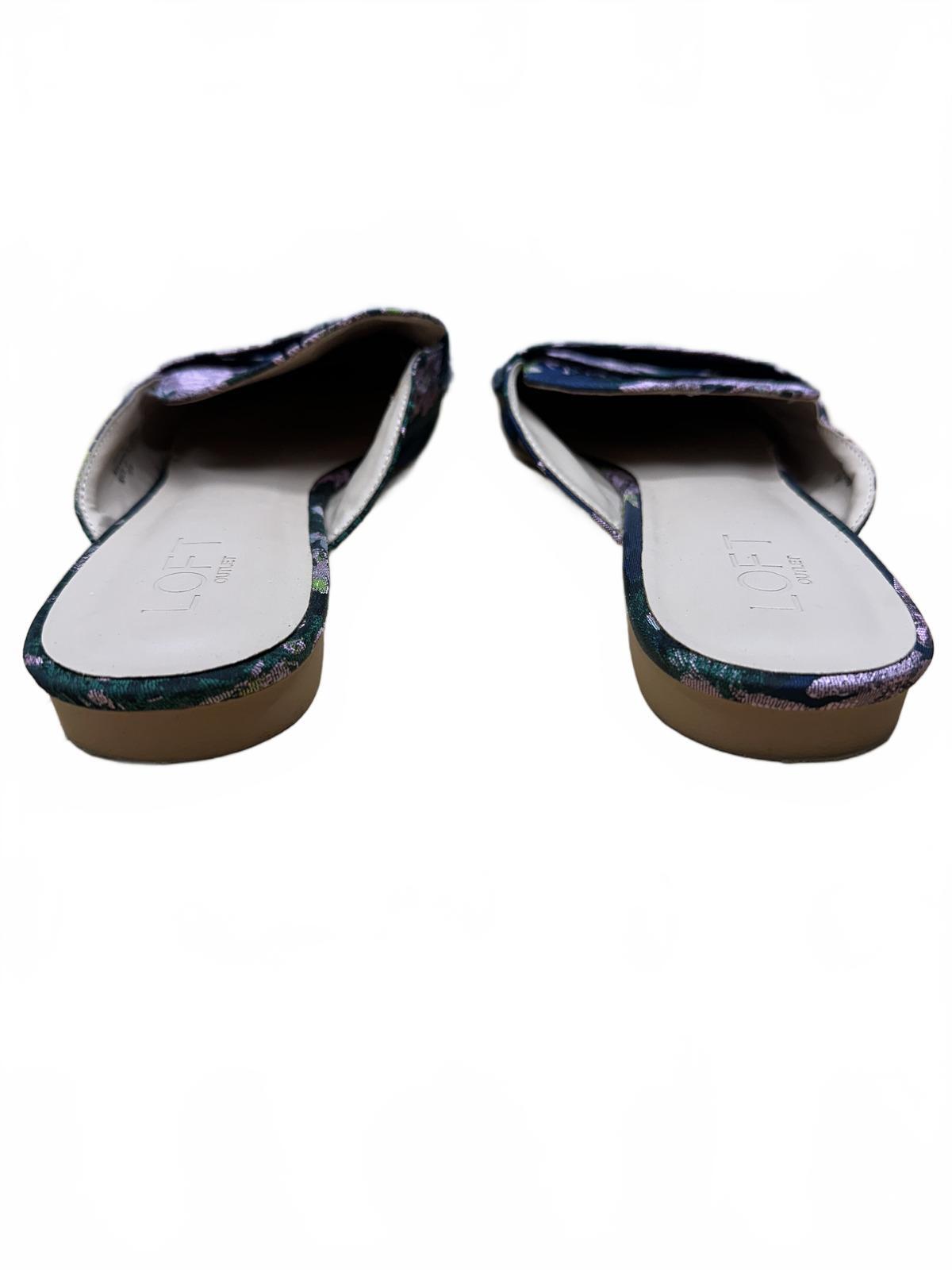LOFT Floral Slip On Mules Navy Purple Green Flats