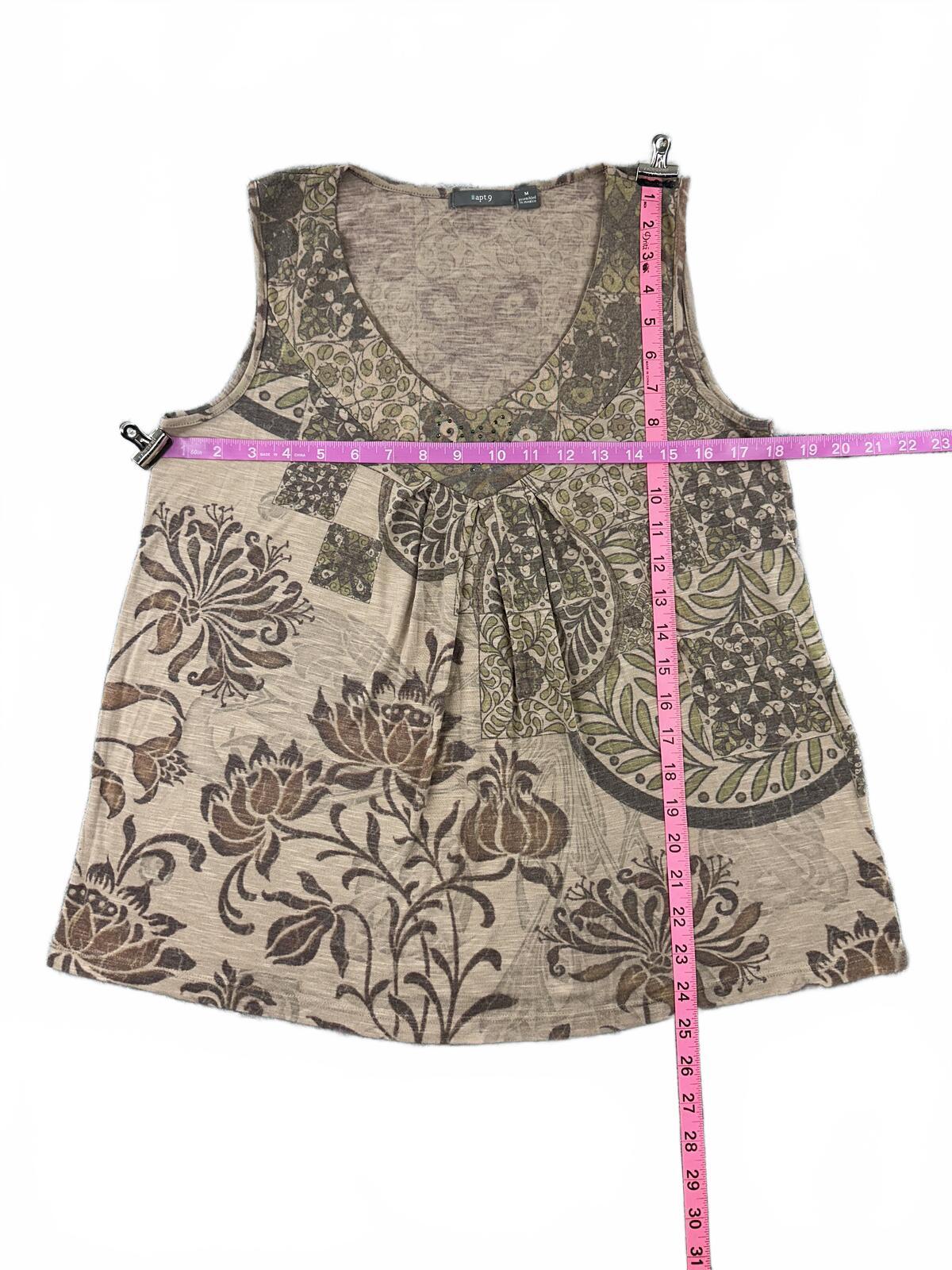 apt 9 Vintage Inspired Floral Patchwork Sleeveless Top Bohemian