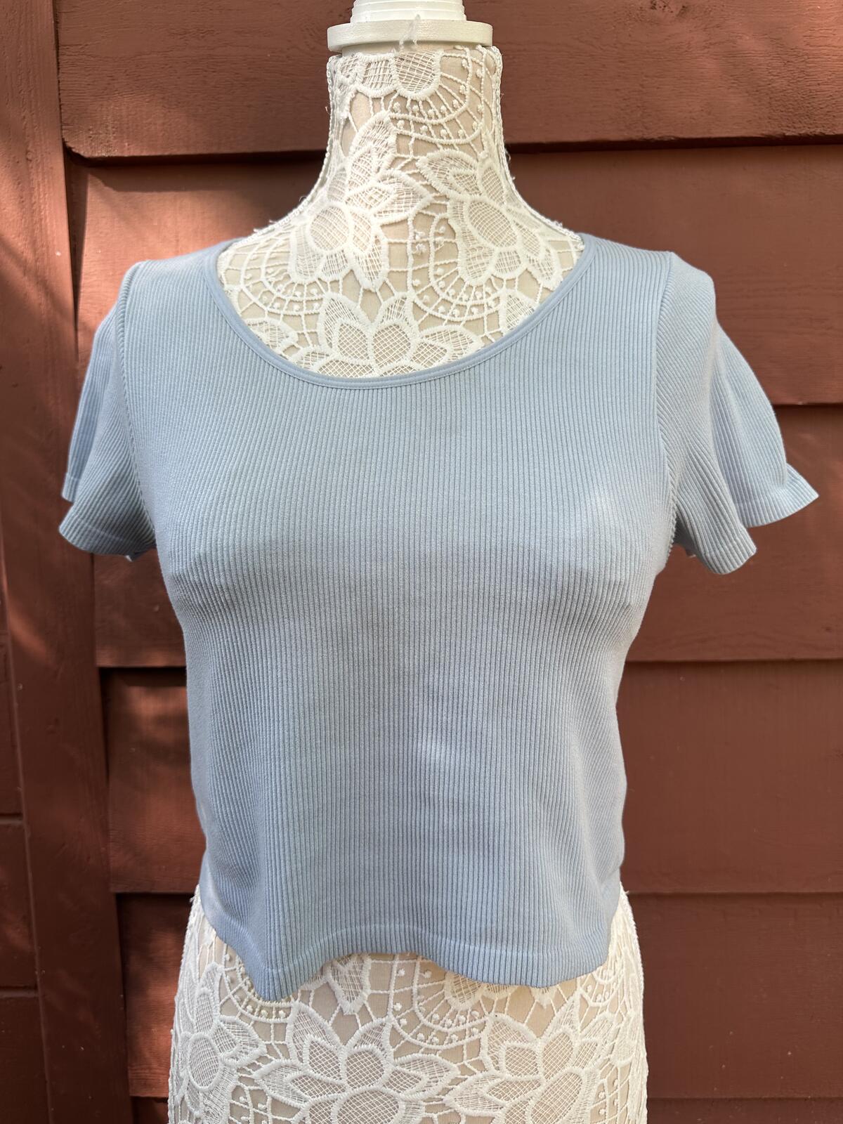 PAC Cares Light Blue Ribbed Crop Top