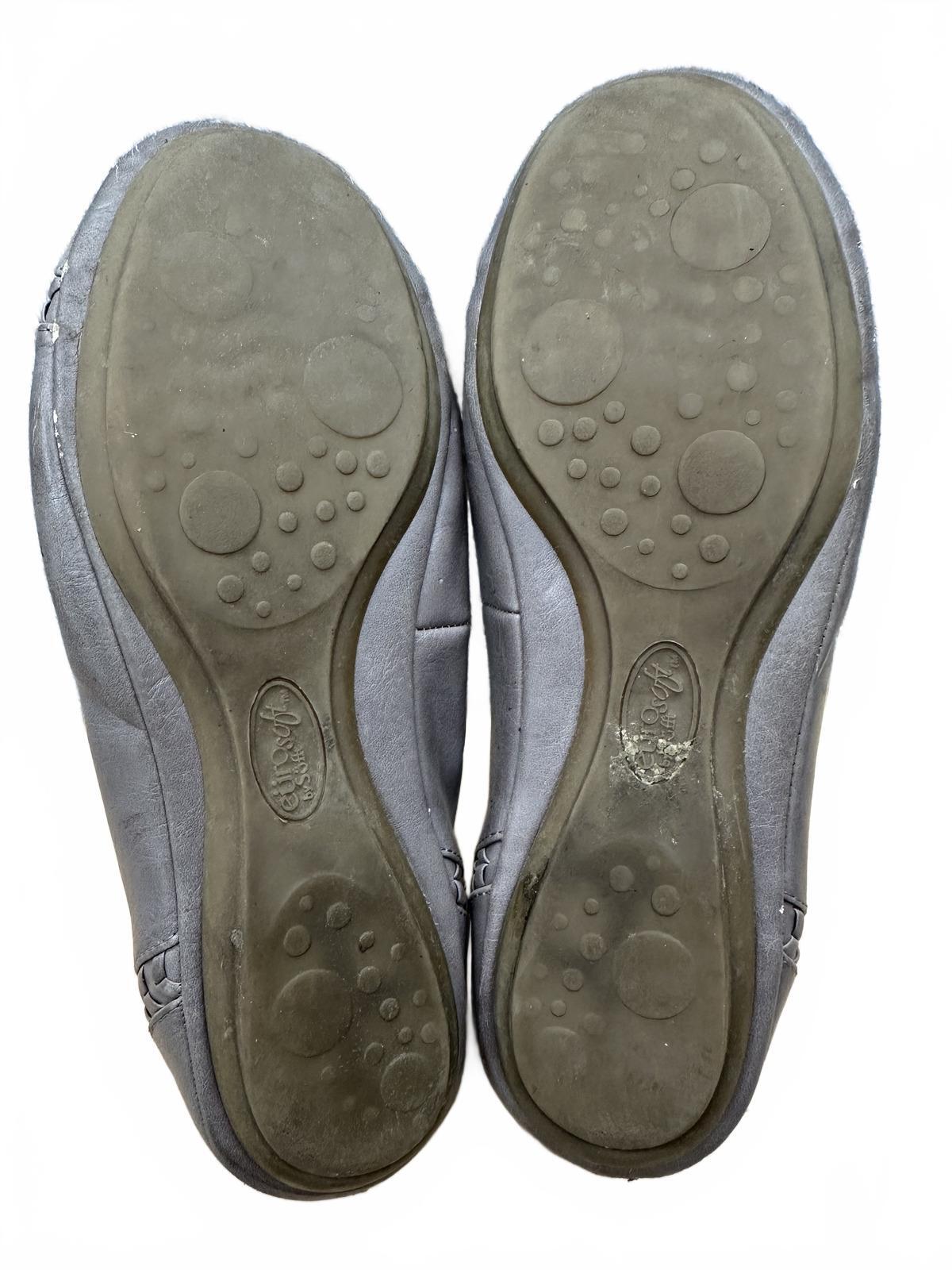 Eurosoft Gray Leather Ballet Flats Classic Comfortable Slip On Shoes
