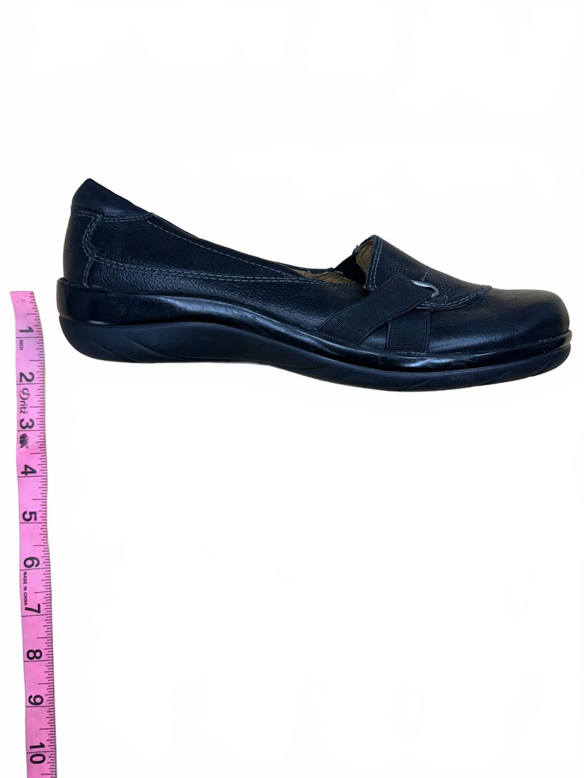 Natural Soul Black Leather Slip On Loafers Comfortable Casual Shoes