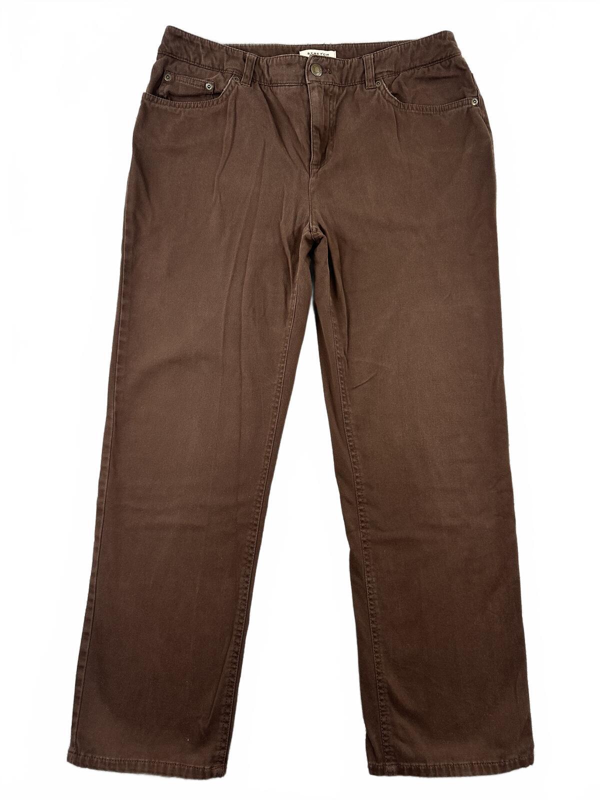 Jones New York Sport Petite Brown Stretch Pants Classic Tailored Straight Leg