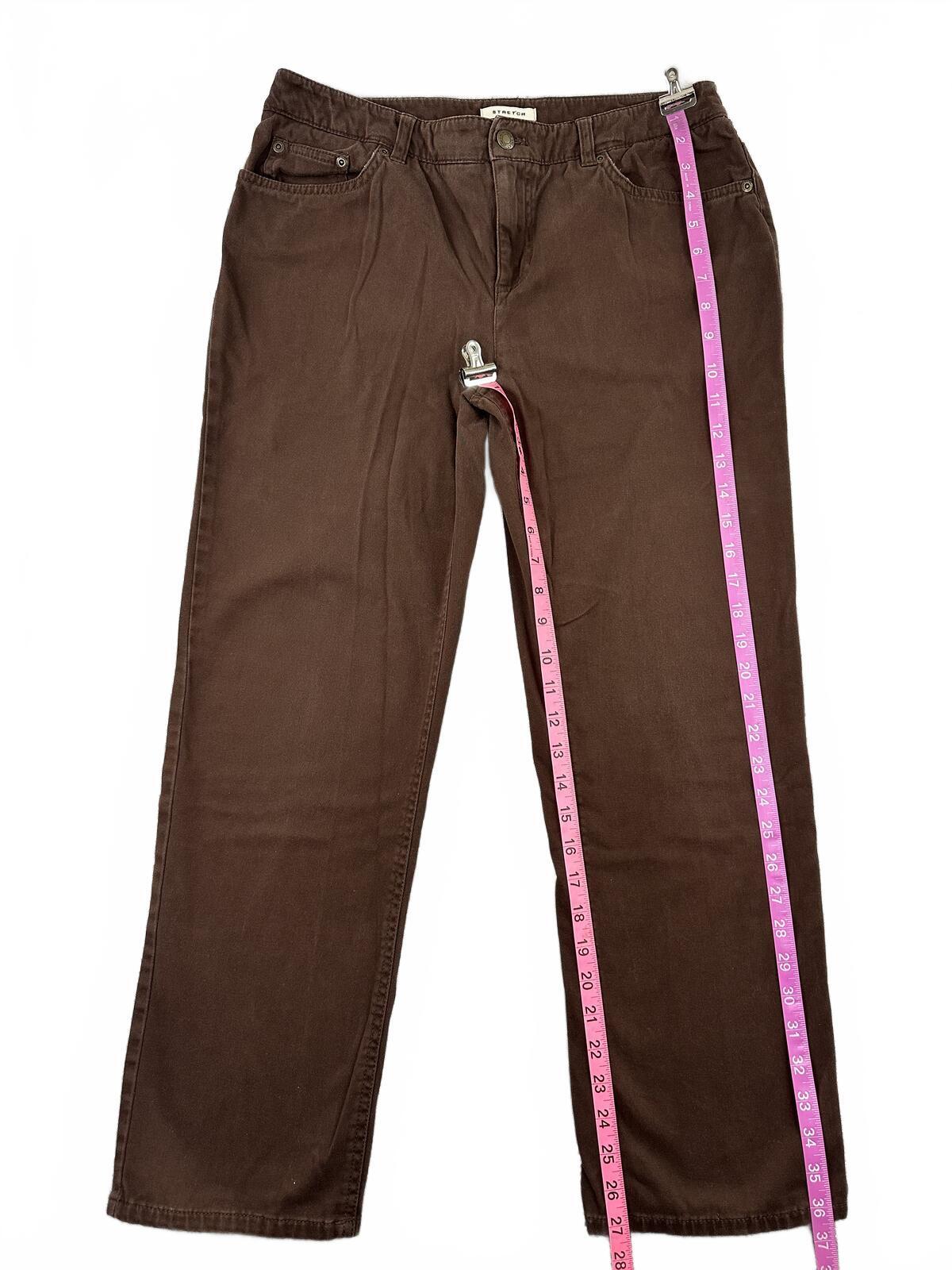 Jones New York Sport Petite Brown Stretch Pants Classic Tailored Straight Leg