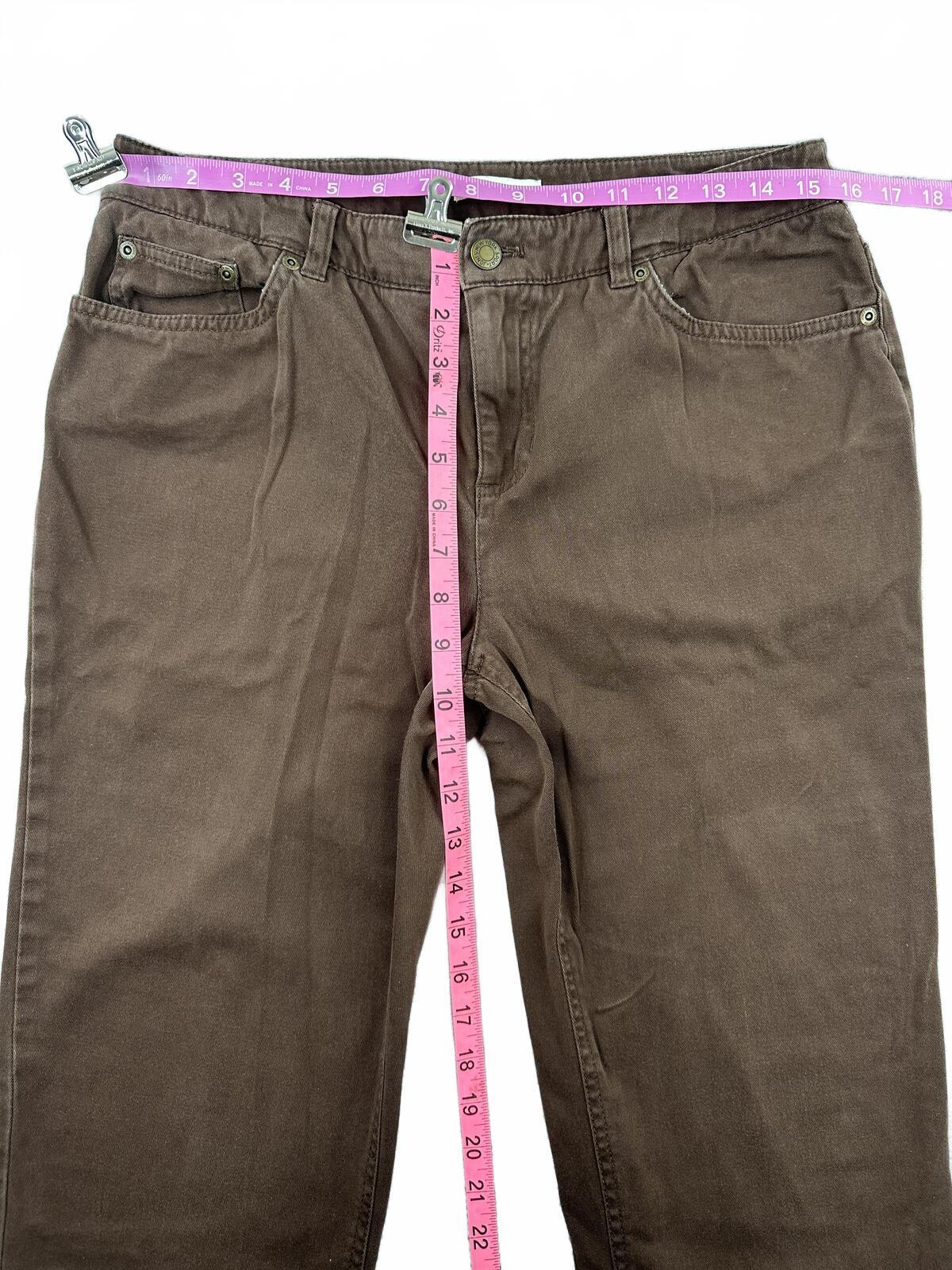 Jones New York Sport Petite Brown Stretch Pants Classic Tailored Straight Leg