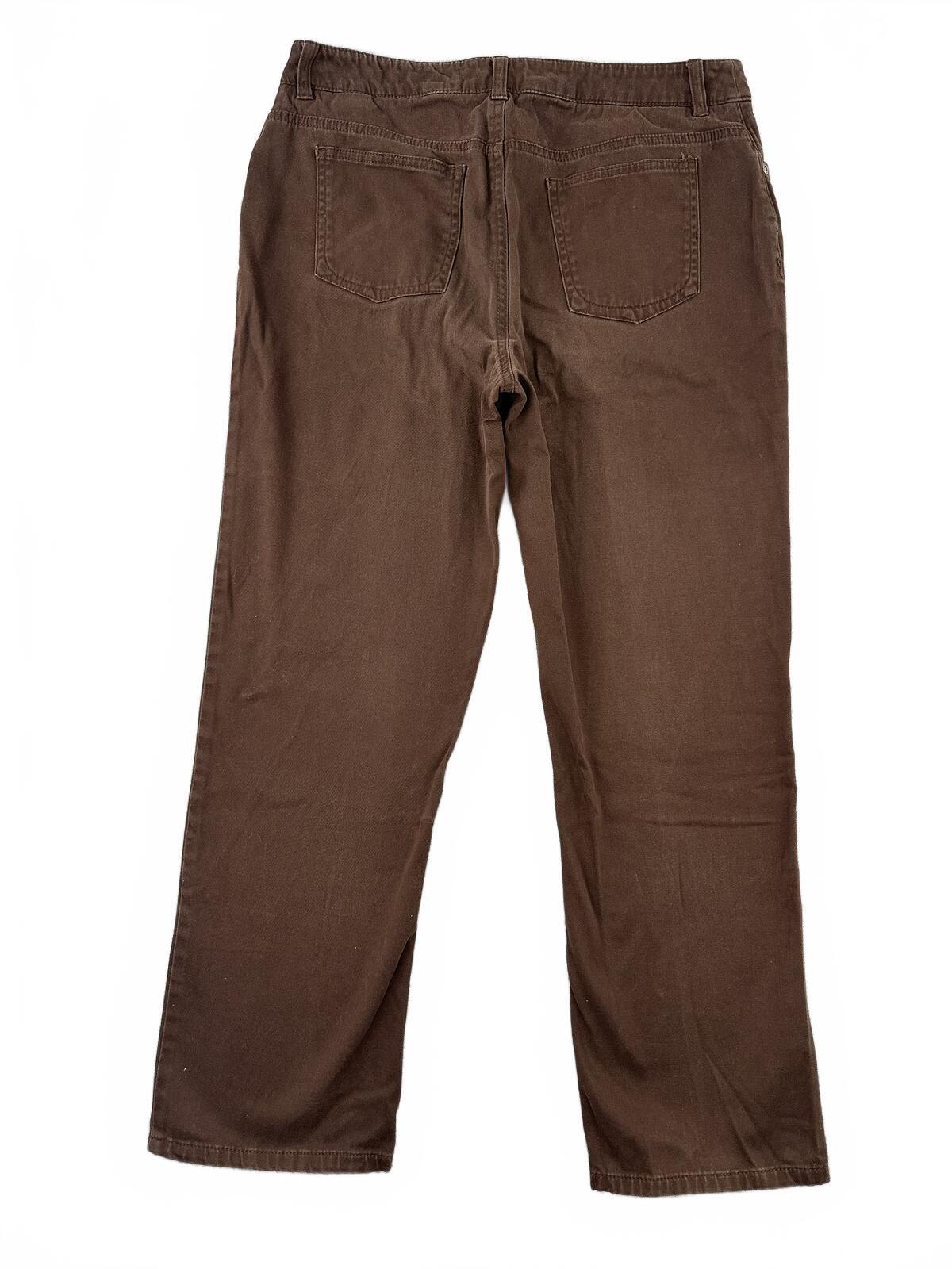 Jones New York Sport Petite Brown Stretch Pants Classic Tailored Straight Leg