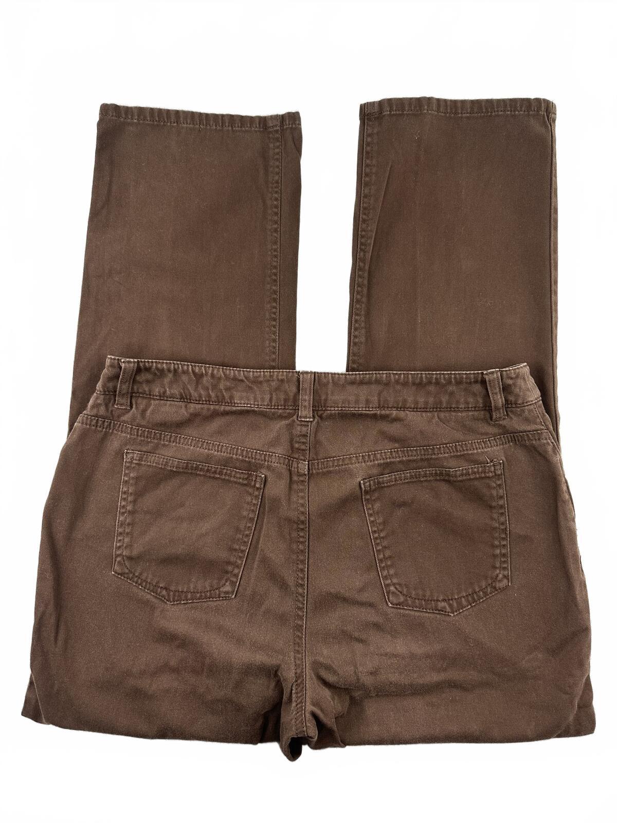 Jones New York Sport Petite Brown Stretch Pants Classic Tailored Straight Leg
