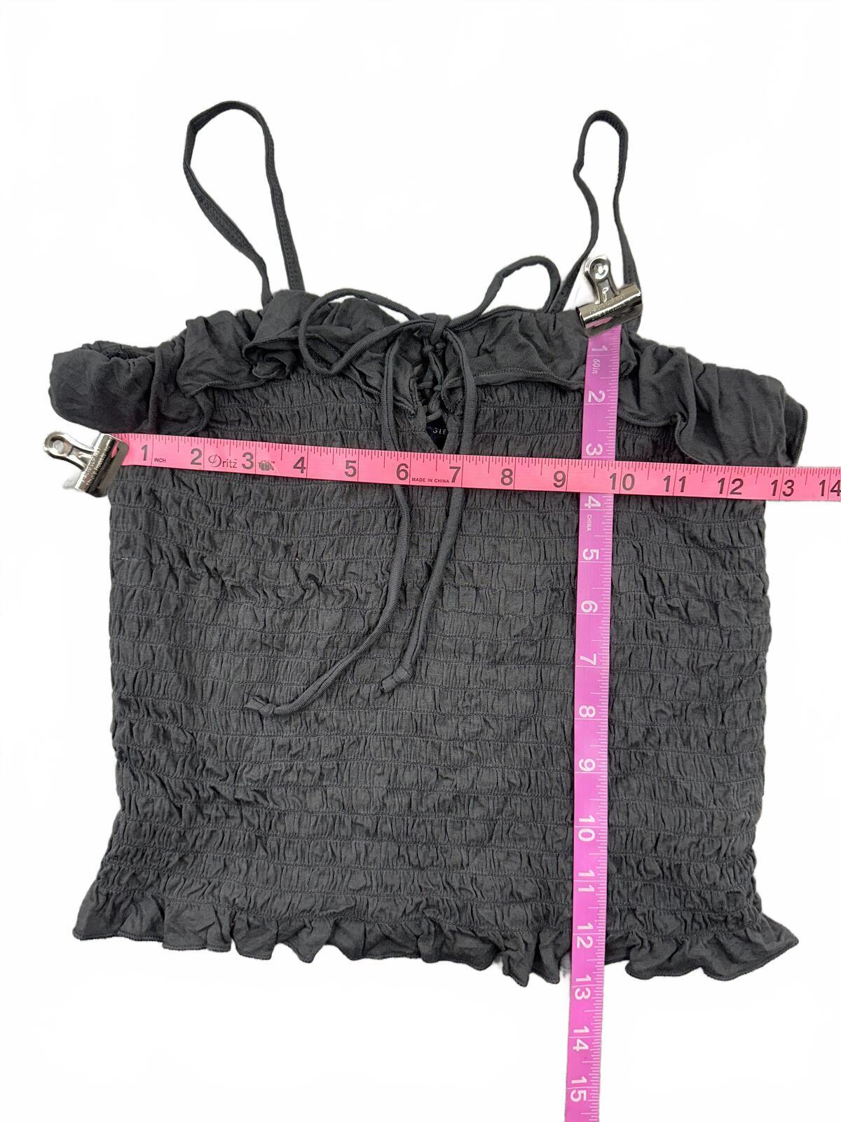 American Eagle Black Smocked Ruffle Cami Top