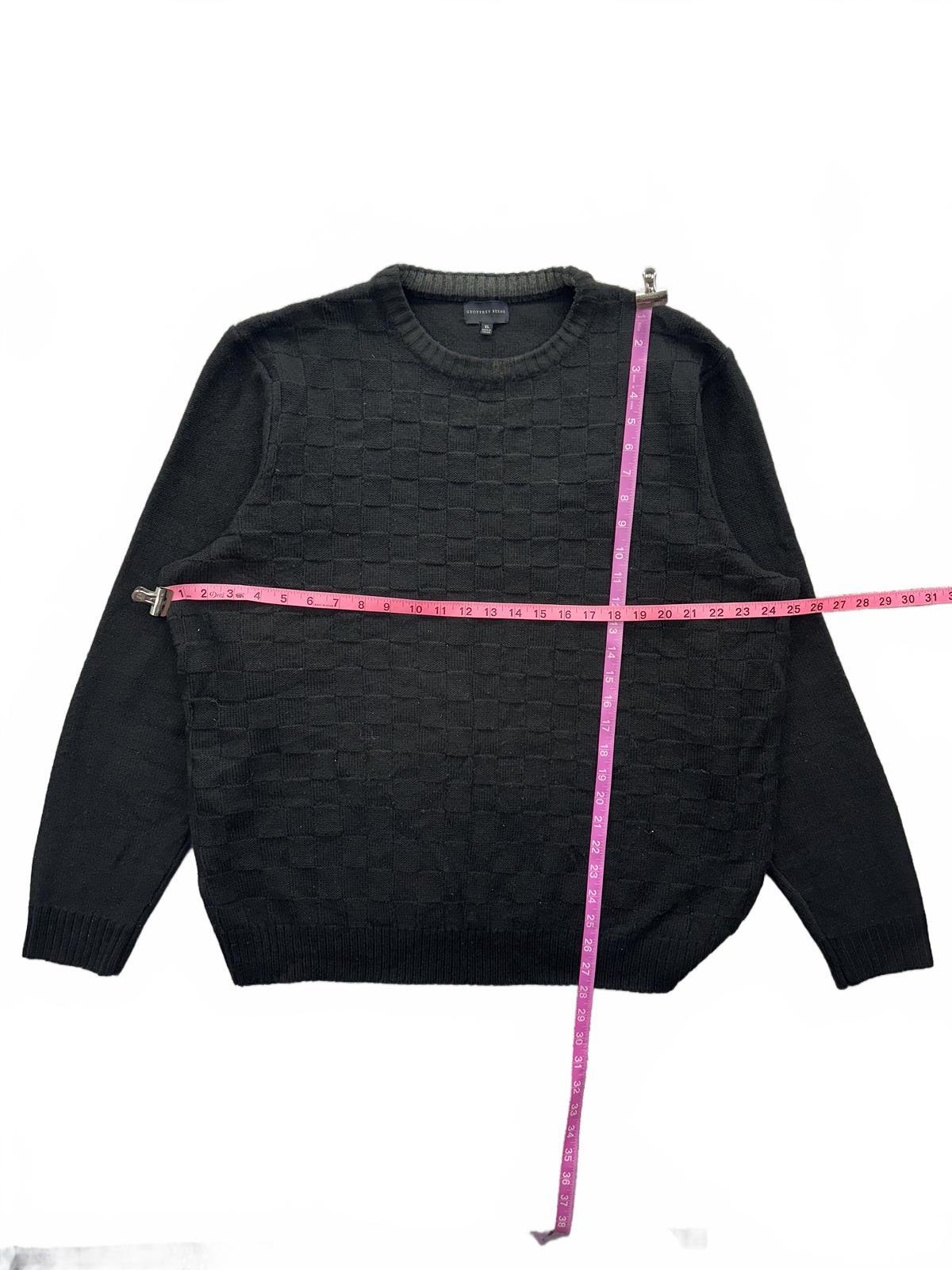 Geoffrey Beene Classic Black Textured Checkerboard Crew Neck Sweater