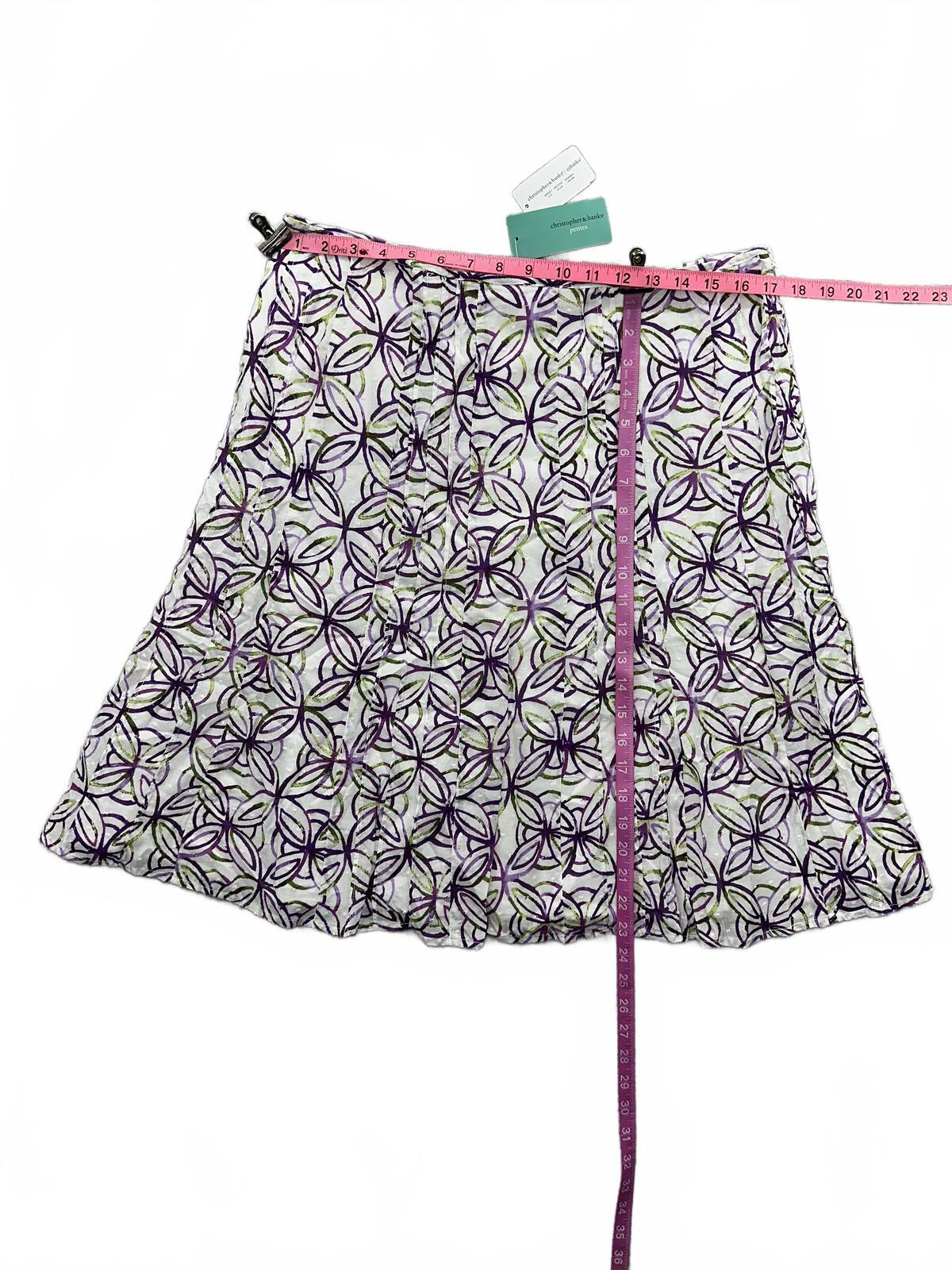 NWT Christopher & Banks Vintage Inspired Floral A Line Skirt White Purple Green