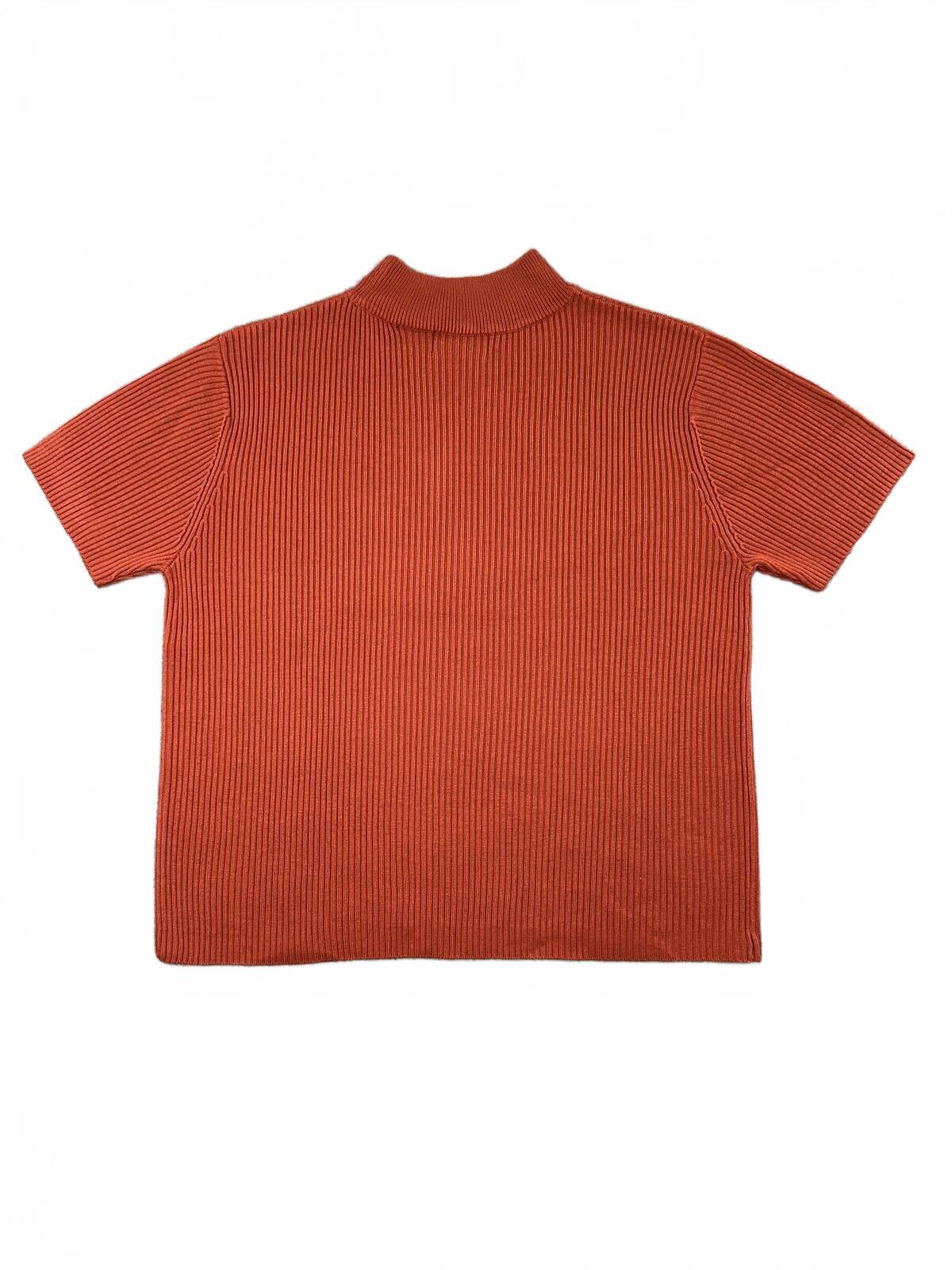 Studio Works Rust Ribbed Knit Mock Neck Top Casual Office Fall