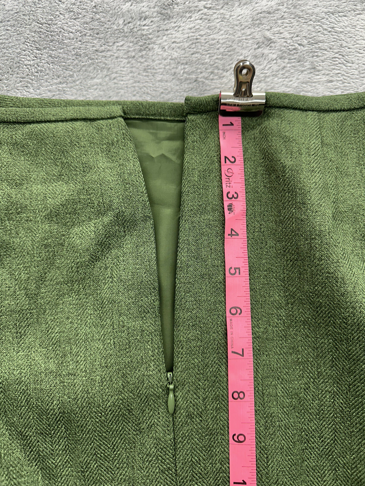 Le Suit Brand Green Herringbone Flared Hem Skirt Vintage Inspired A Line