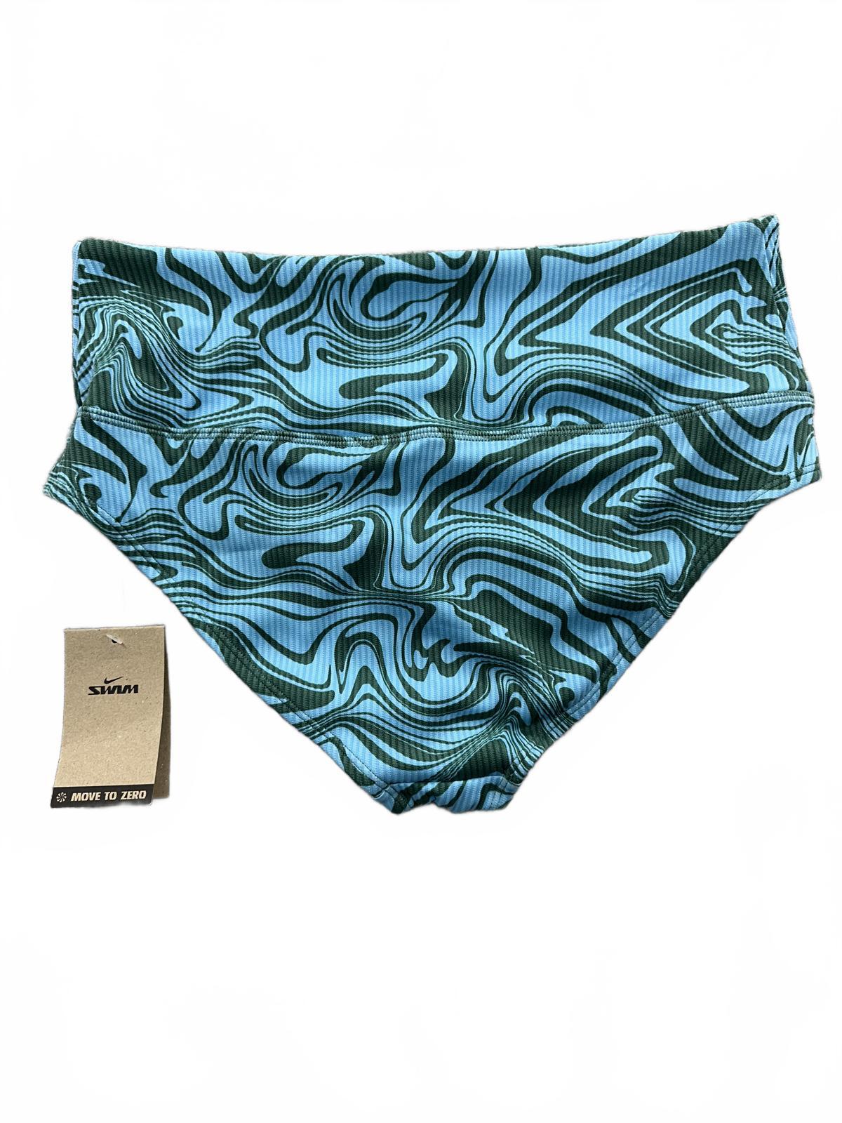 NWT Nike Swim High Waist Bikini Bottoms Blue Green Swirl Y2K Retro Sustainable