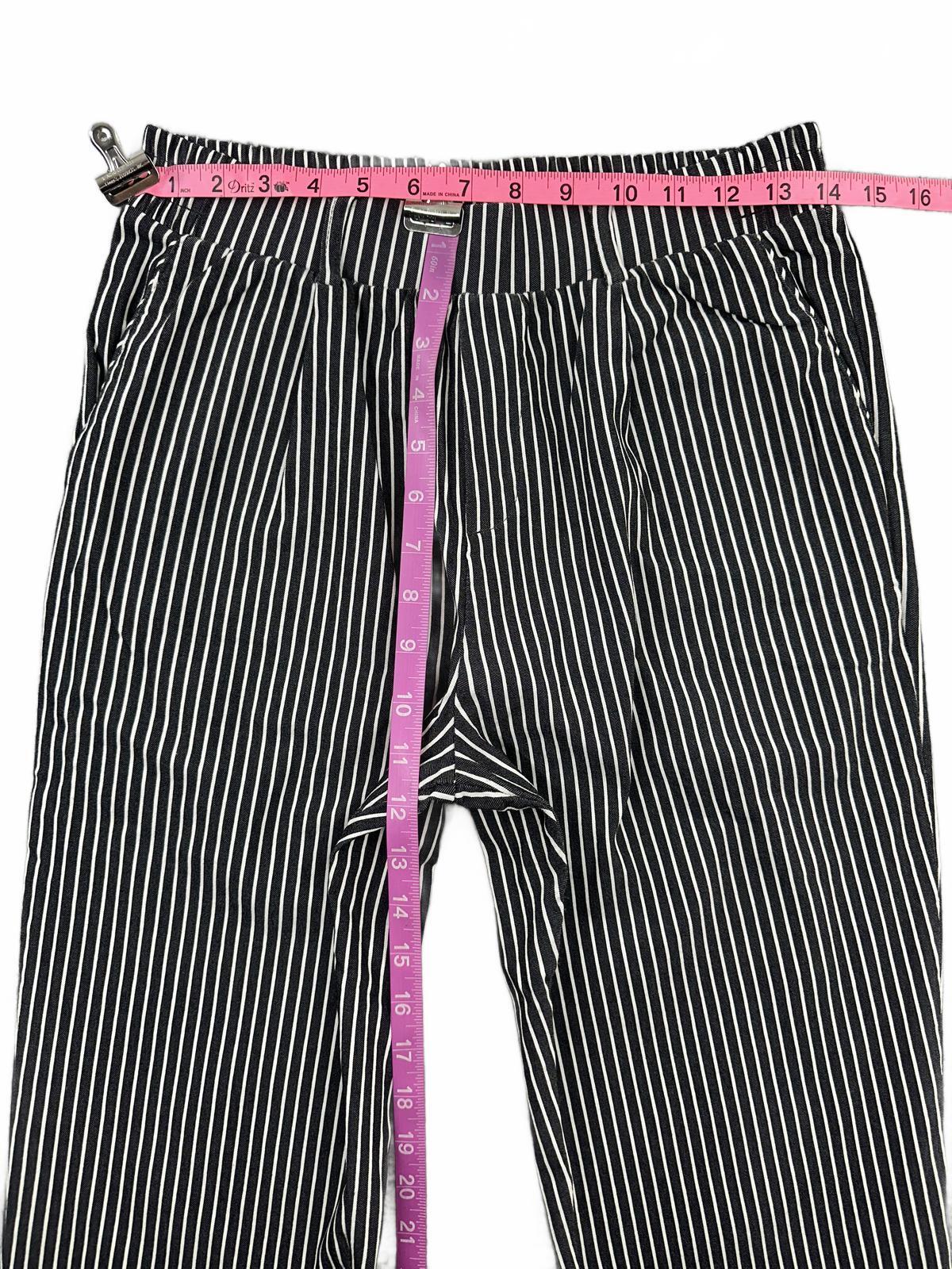 Shinestar Black and White Pinstripe Trousers with Elastic Waistband