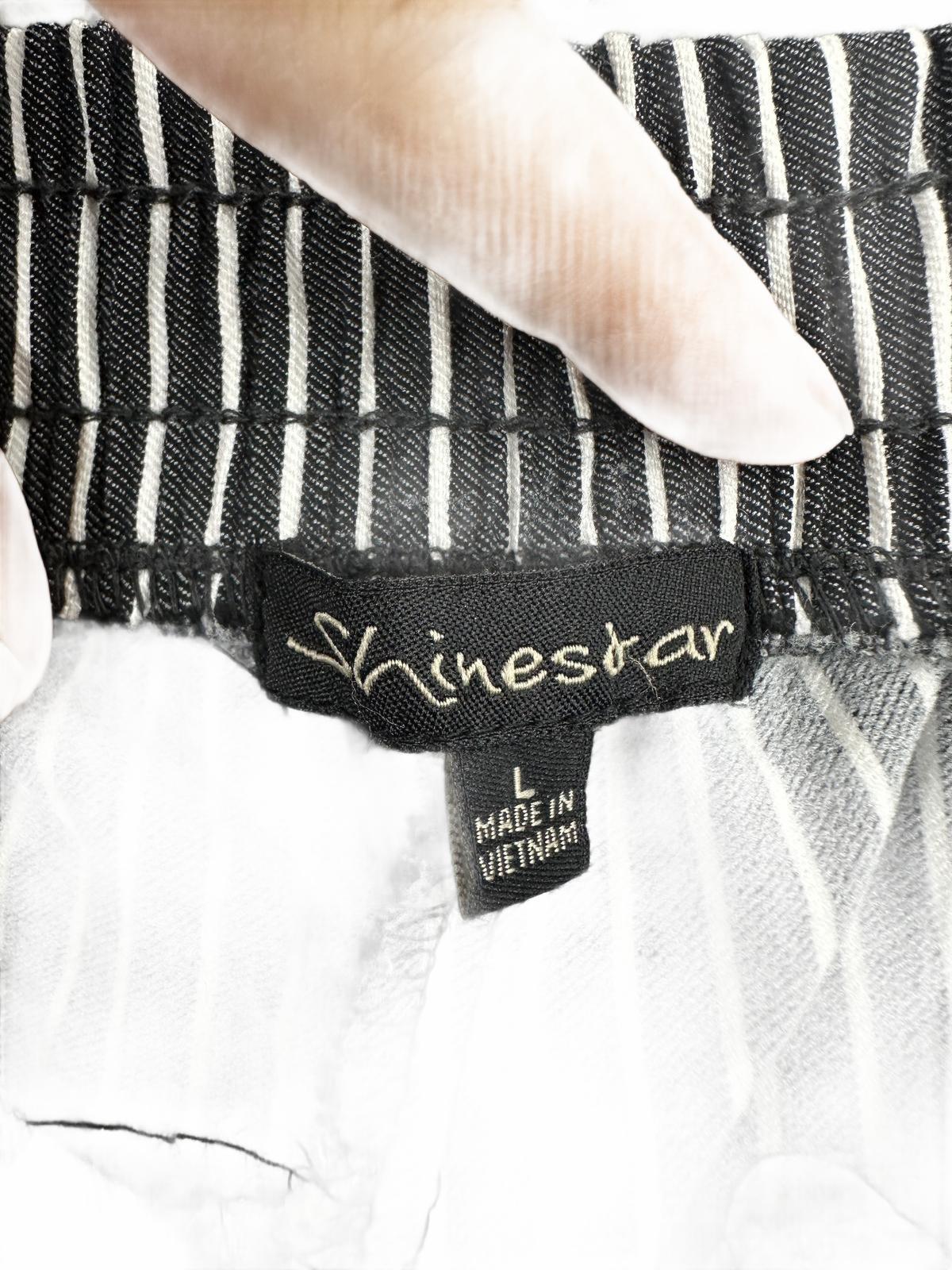 Shinestar Black and White Pinstripe Trousers with Elastic Waistband