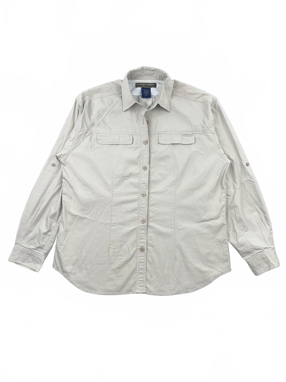 Ex Officio Adventure Button Up Shirt Beige Casual Travel Utility