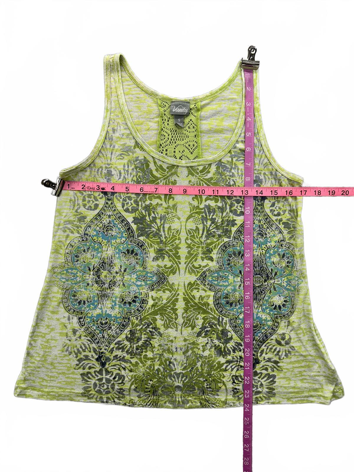 Vanity Green Boho Chic Lace Back Tank Top Vintage Inspired Summer