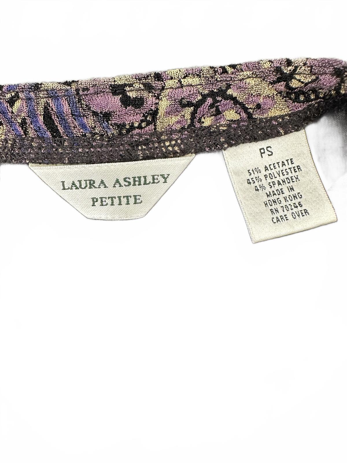 Laura Ashley Petite Vintage Inspired Feather Print Cardigan in Black and Purple