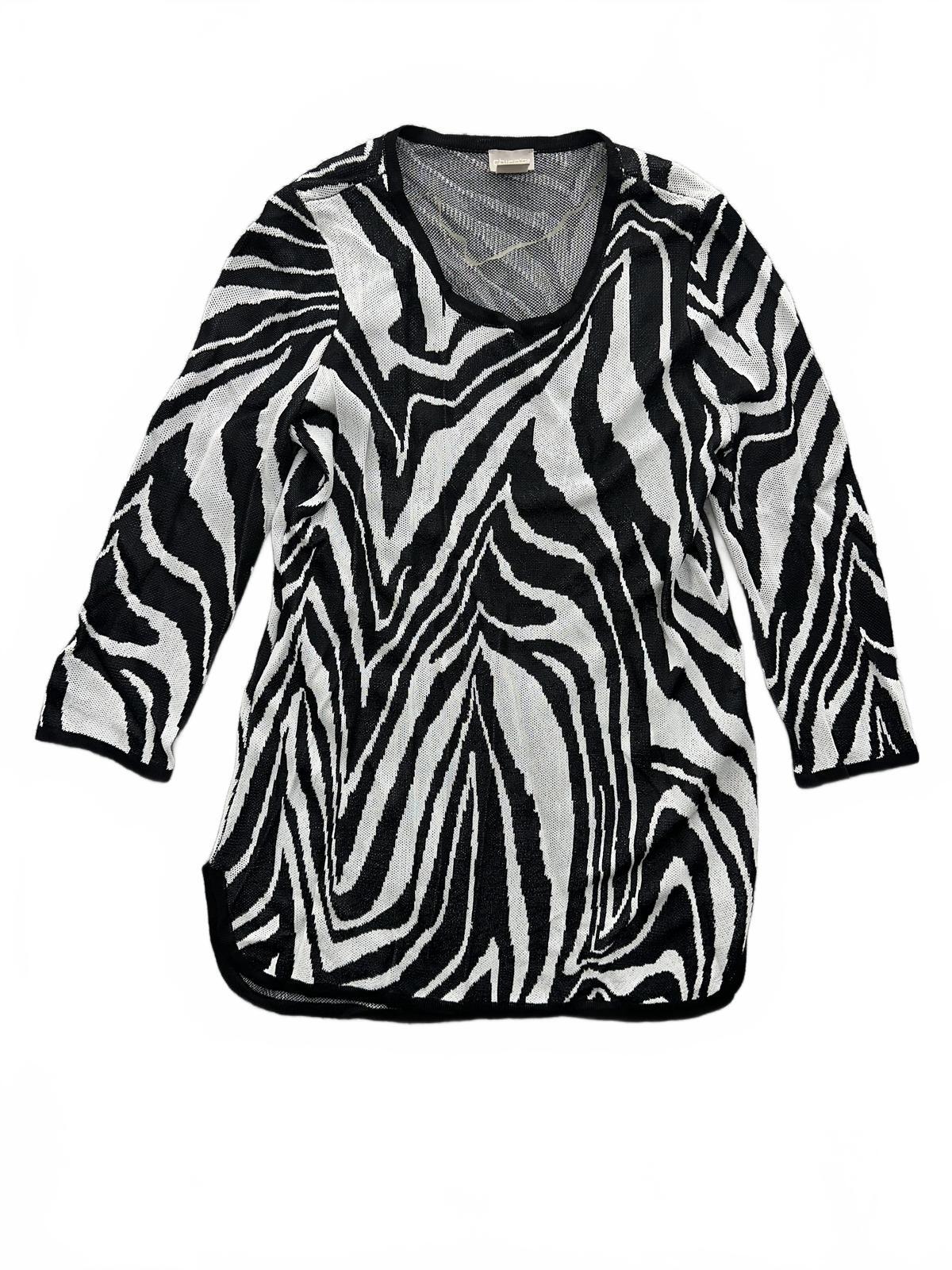 Chico's Black and White Zebra Print Lightweight Sweater