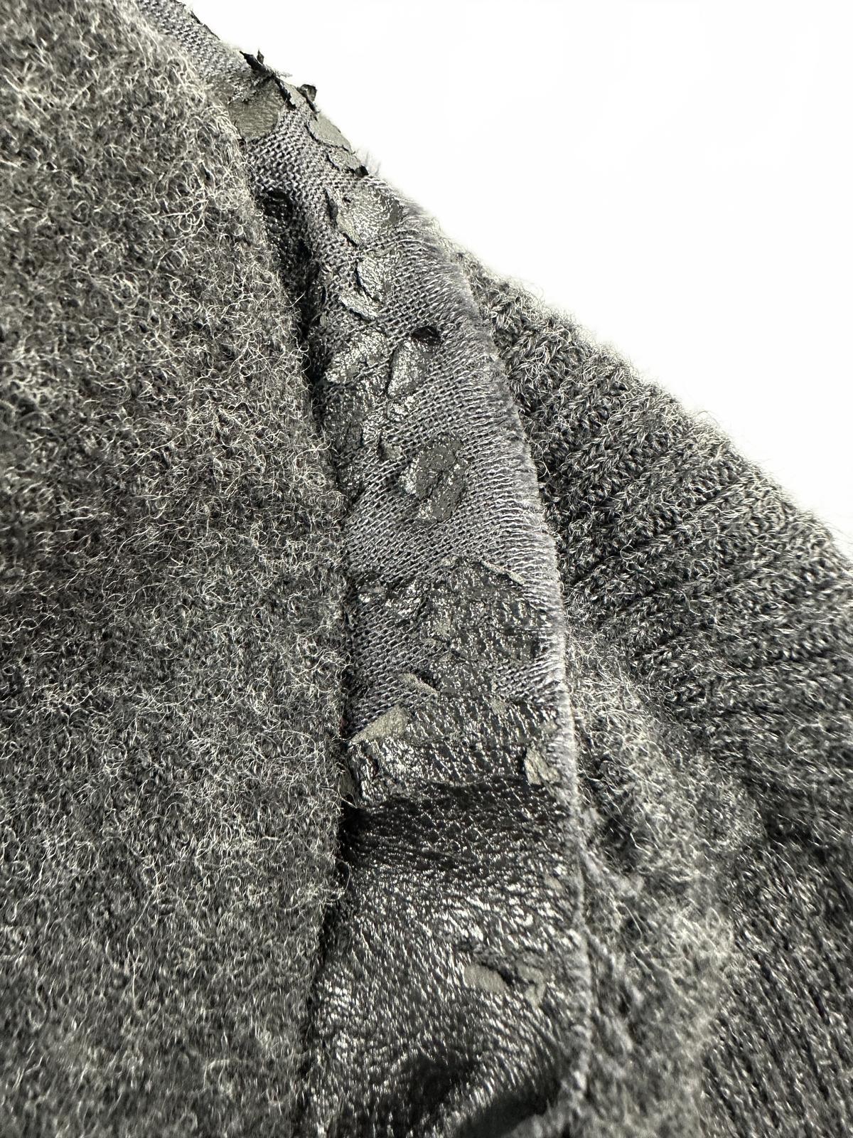 Alfani Gray Merino Wool Cardigan Sweater Cozy Ruffled Collar Layer