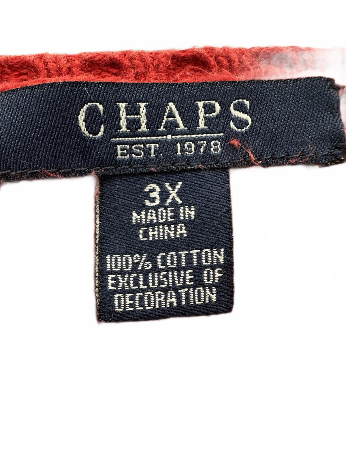 Chaps Red Cable Knit V Neck Sweater Cozy Classic