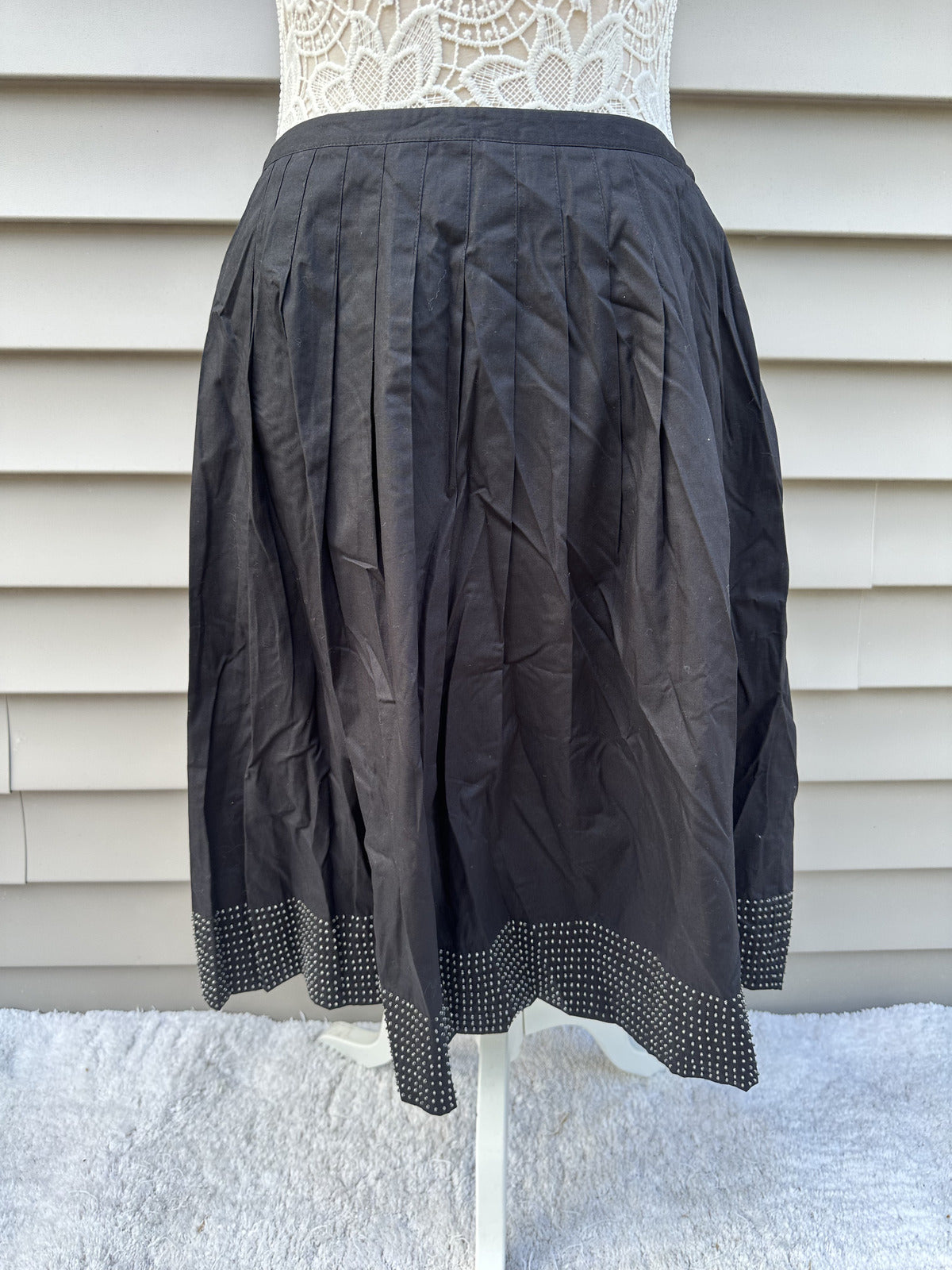 Talbots Vintage Black Pleated Skirt with Beaded Hem