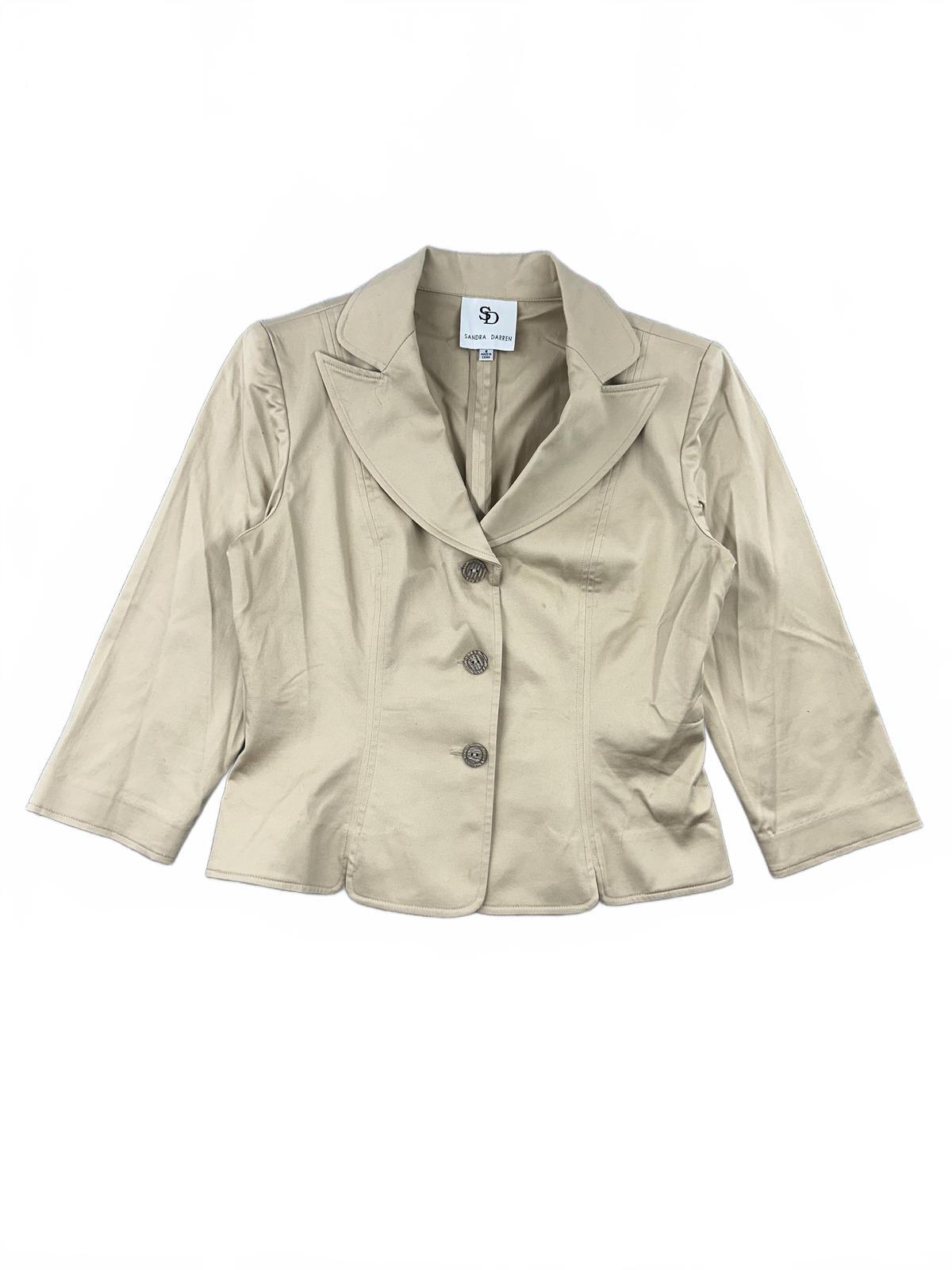 Sandra Darren Beige Tailored Blazer Y2K Office Coquette Girl 3/4 Sleeve