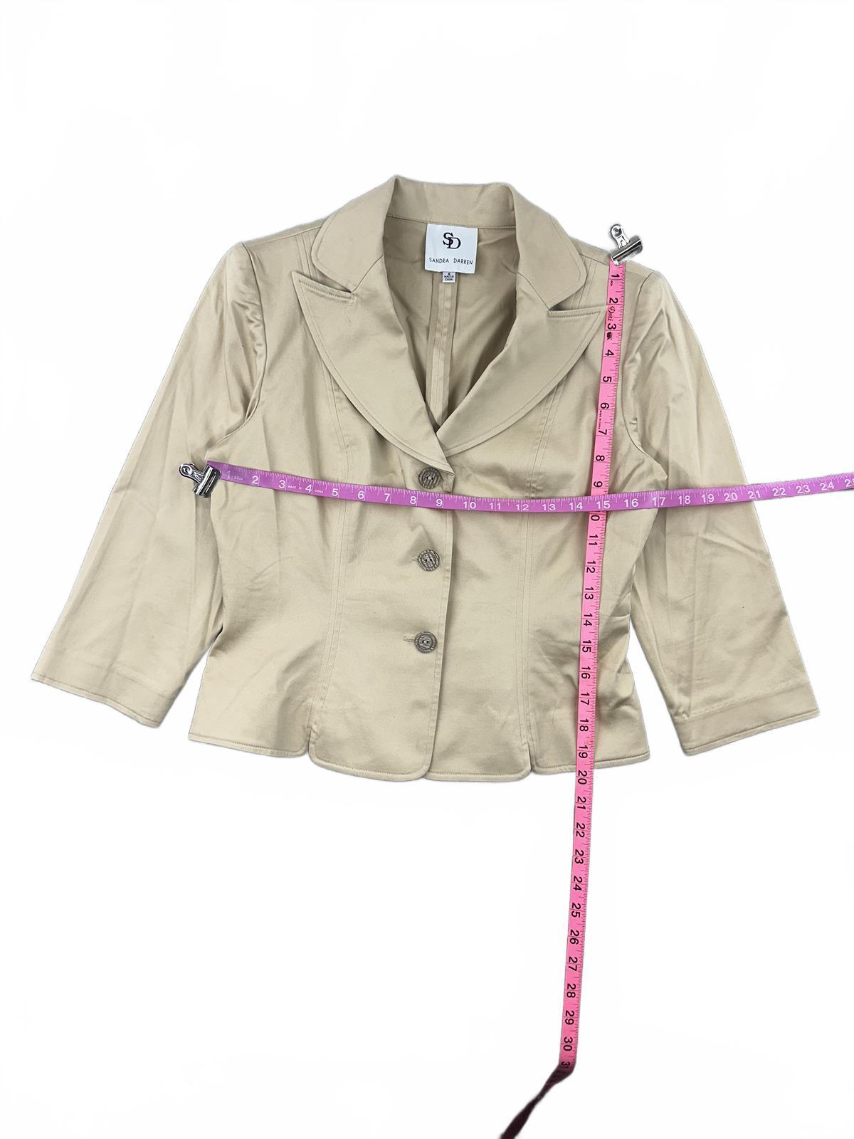 Sandra Darren Beige Tailored Blazer Y2K Office Coquette Girl 3/4 Sleeve