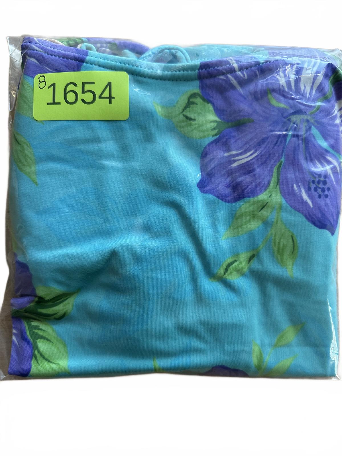 White Stag Vintage Floral Tankini Top Blue Purple Tropical Swimwear
