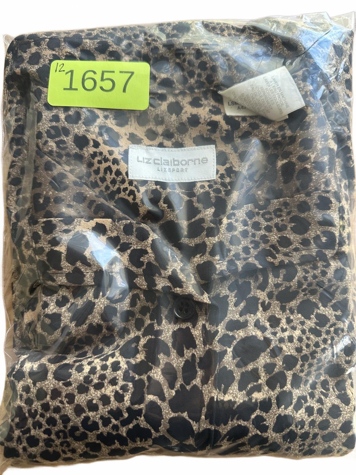 Liz Claiborne Lizsport Brown Animal Print Button Up Blouse