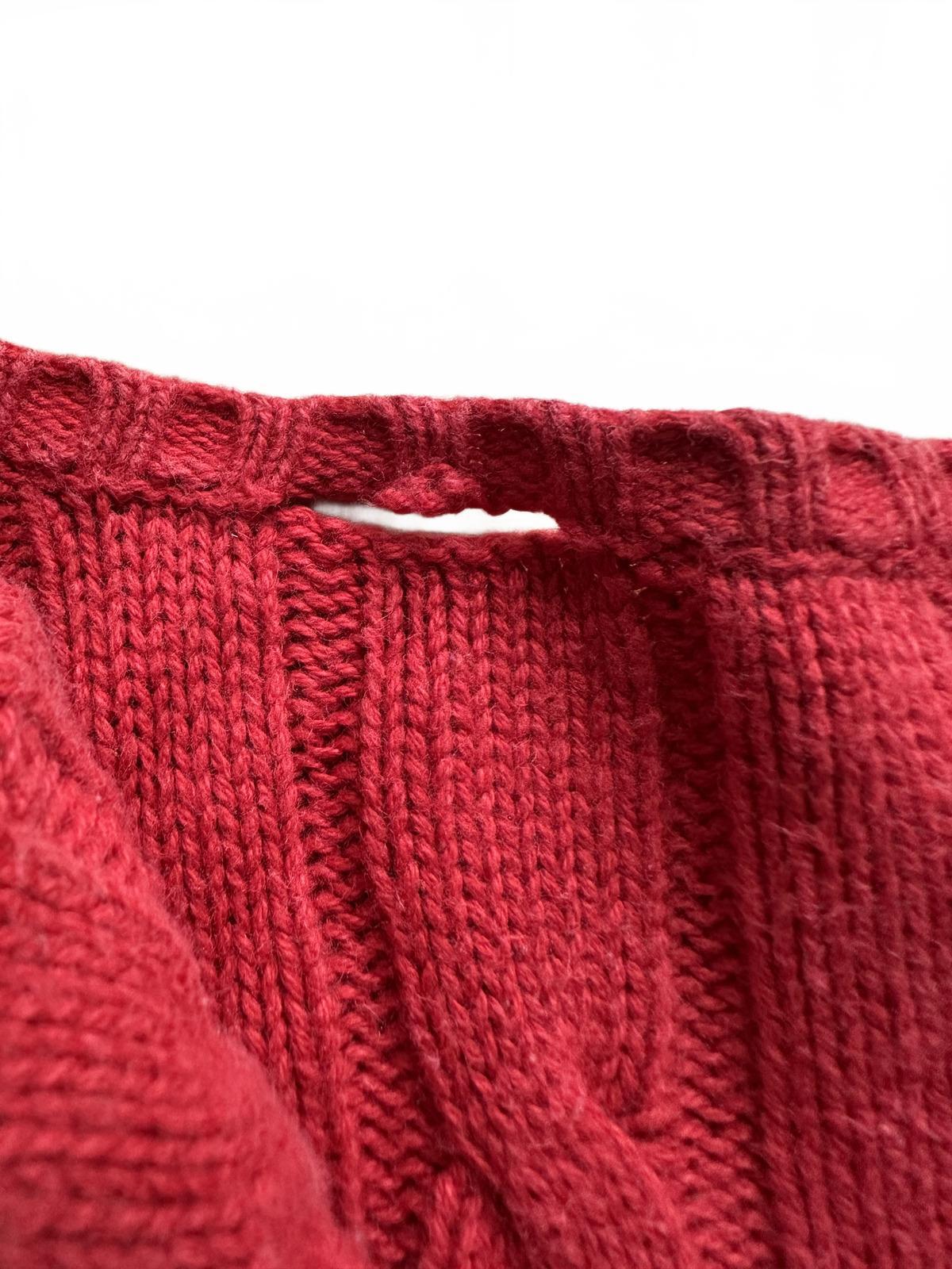 Chaps Red Cable Knit V Neck Sweater Cozy Classic