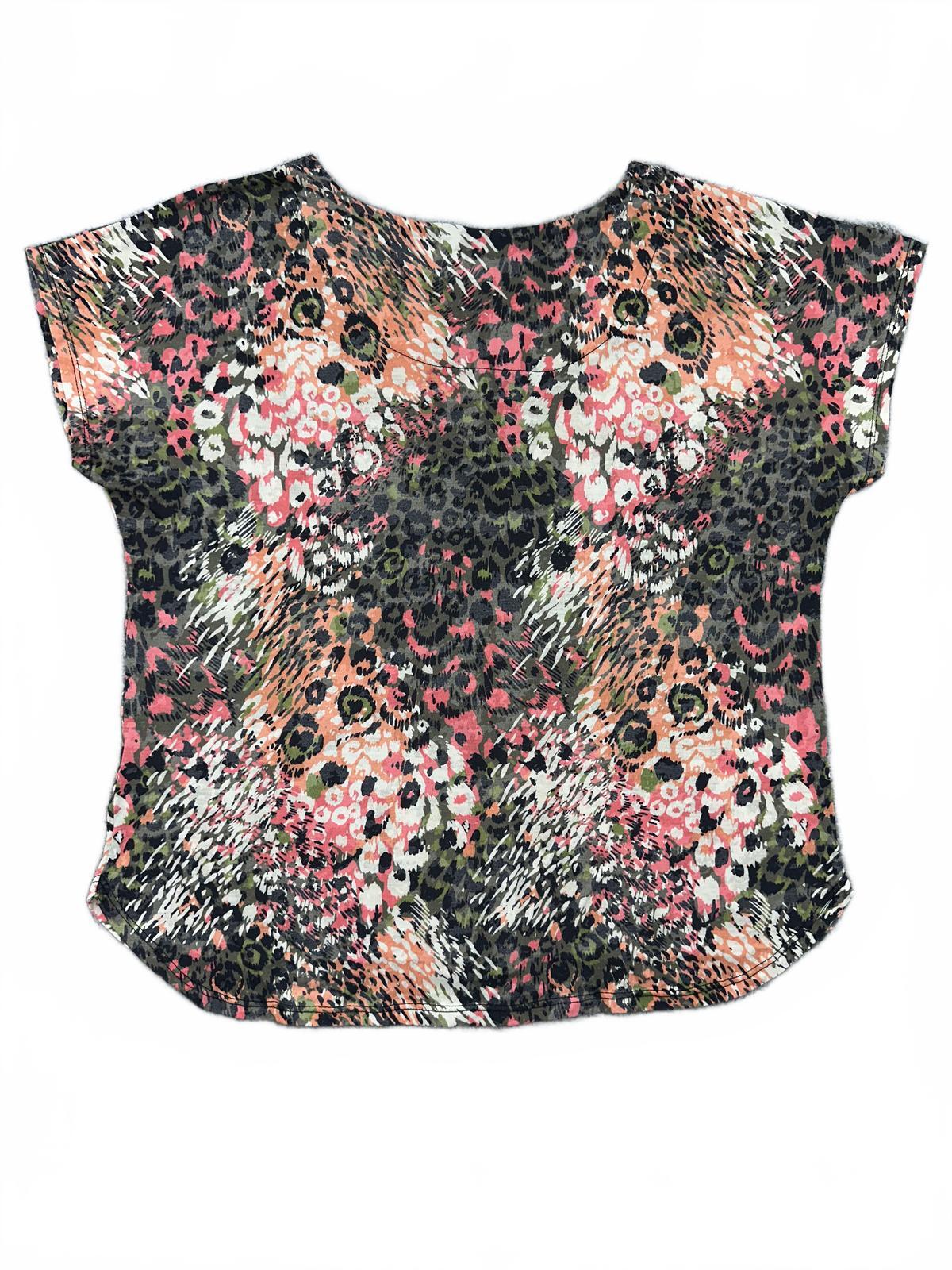 Christopher & Banks Floral Animal Print Blouse Brown Pink Casual Boho